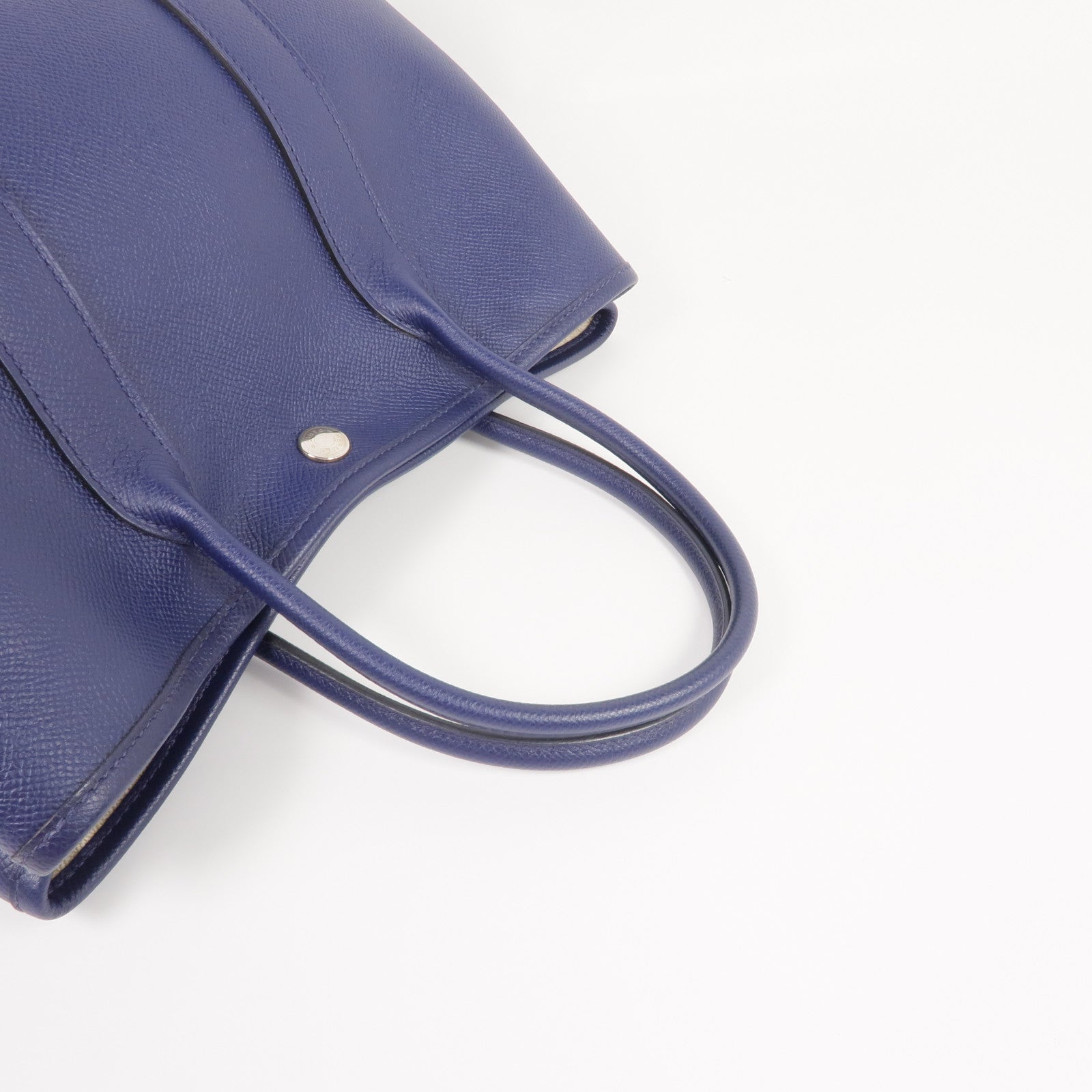 HERMES Epsom皮革Garden Party TPM銀扣手挽袋Bleu Saphir