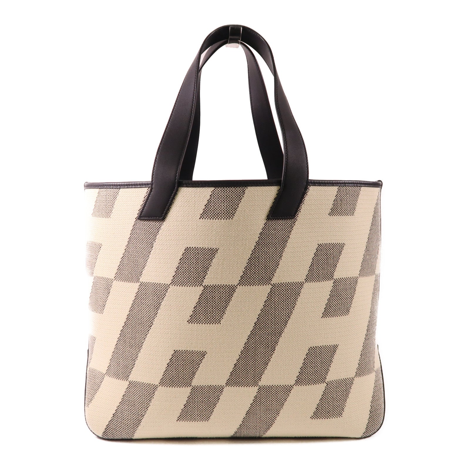 HERMES 帆布/皮革Cabas H En Biais 40肩背袋Noir