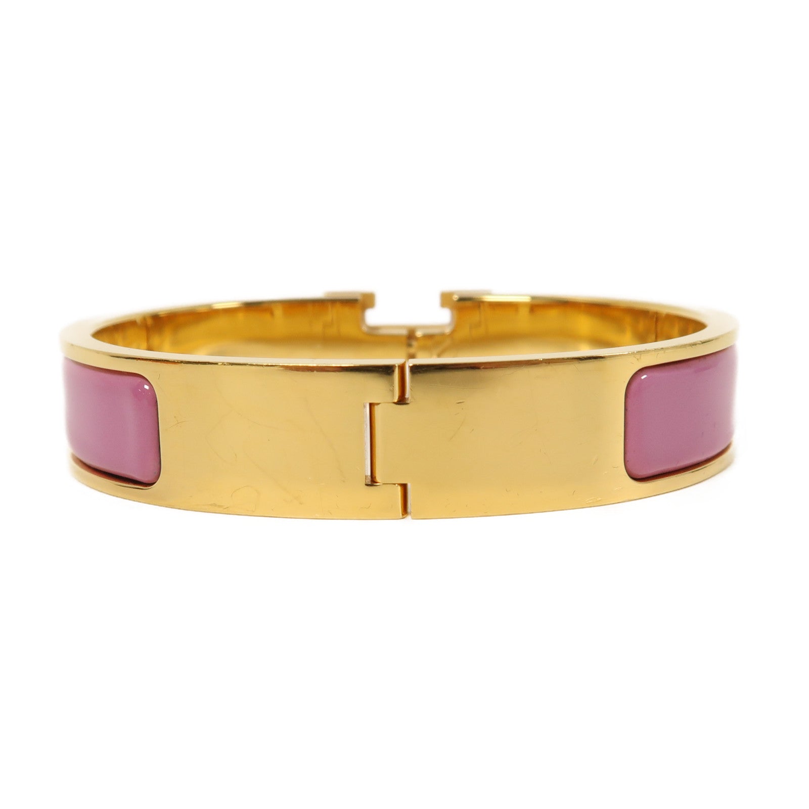 HERMES 金屬Clic H金扣手鐲粉紅色