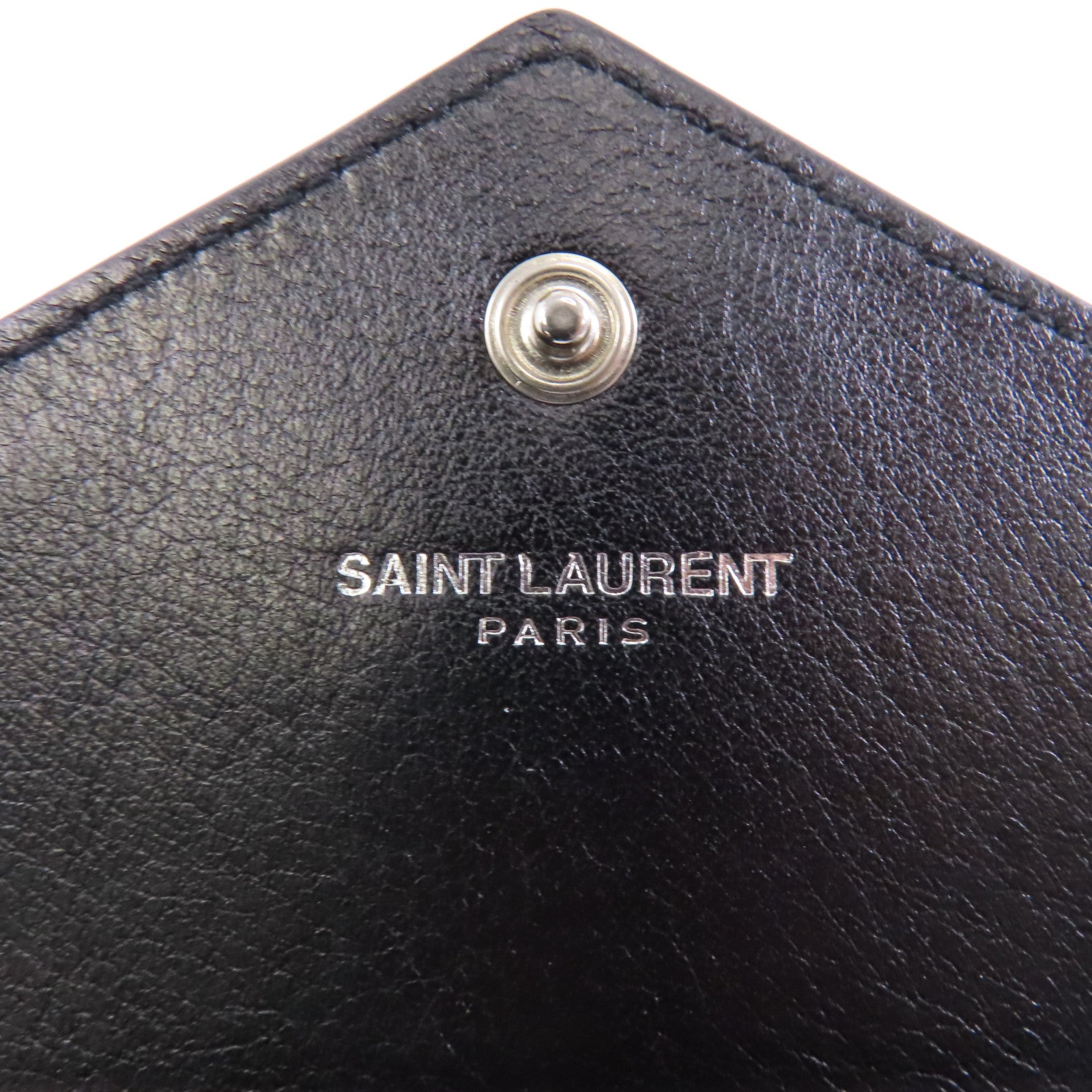 SAINT LAURENT 牛皮皮革Card Case銀扣卡片套黑色
