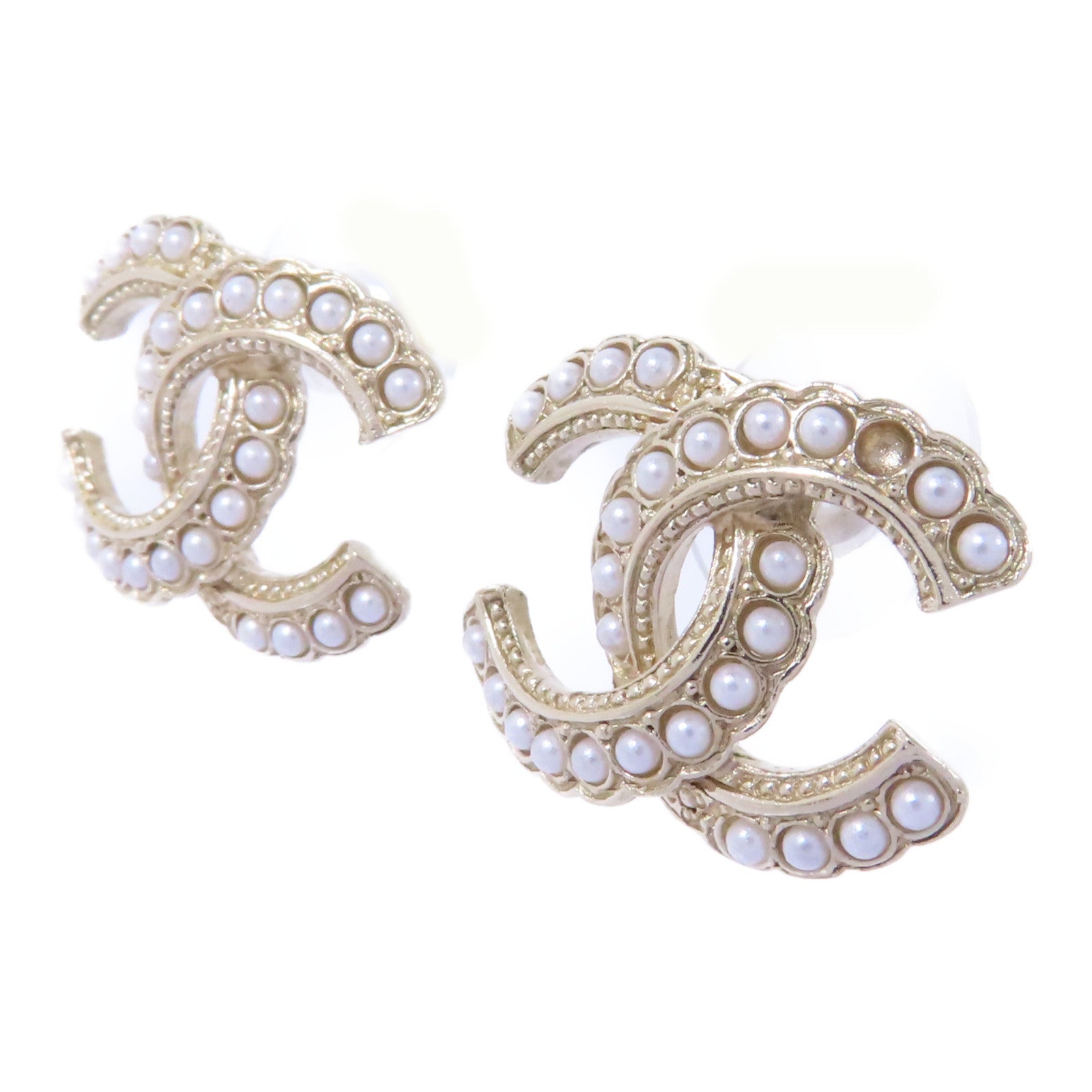 CHANEL PVC/金屬Earrings耳環金色/白色