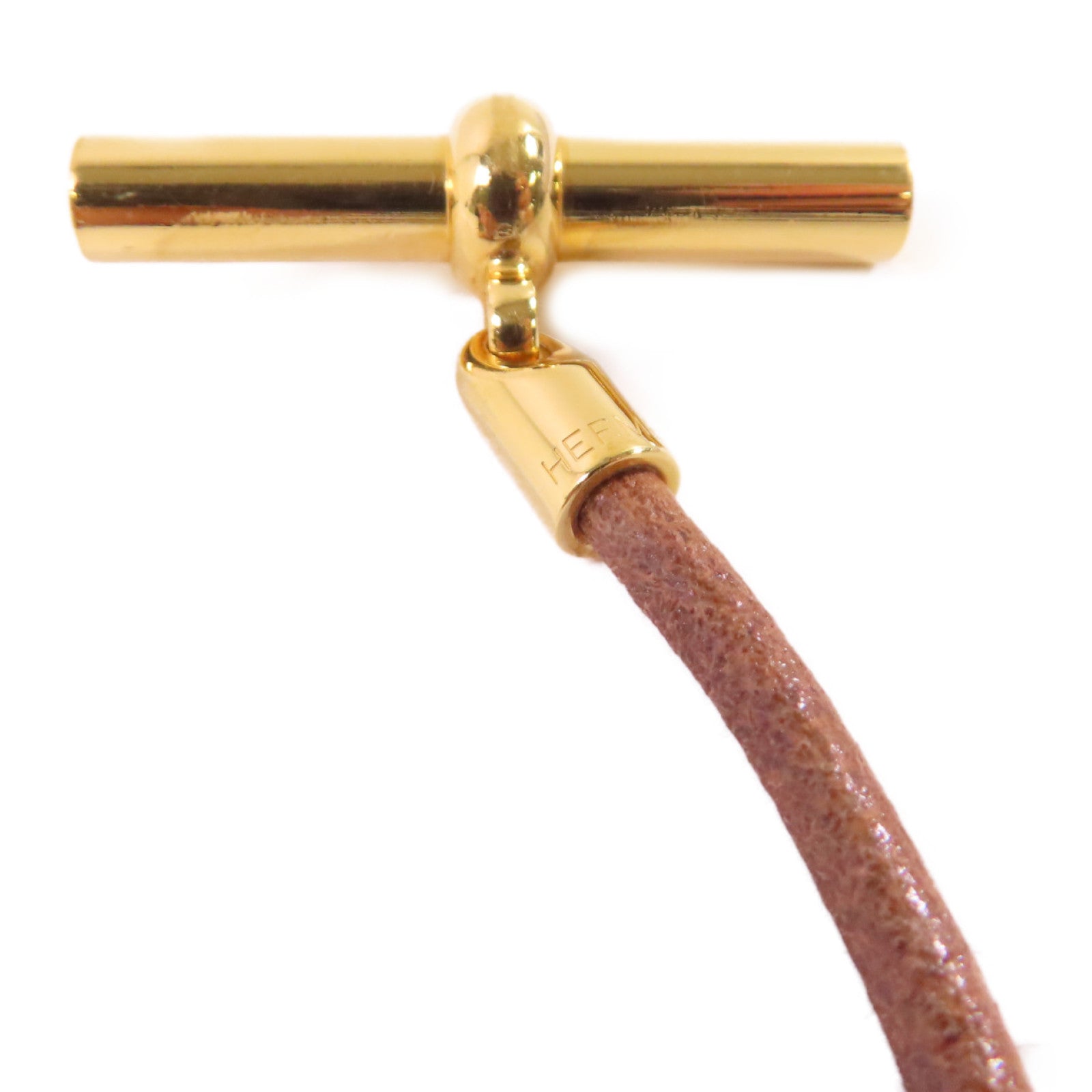 HERMES 麂皮皮革/金屬Glenan Bracelet金扣手鏈