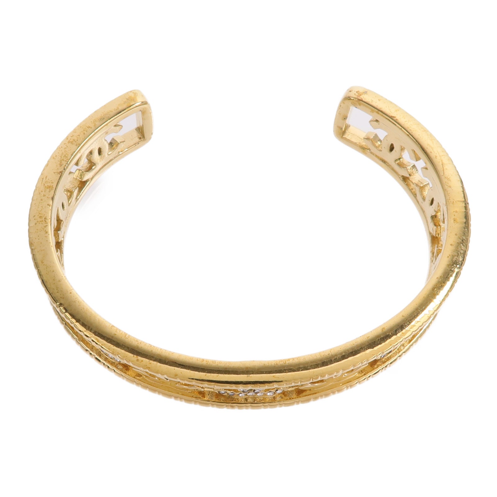 CHANEL 金屬Crystal CC Cuff Bracelet手鐲