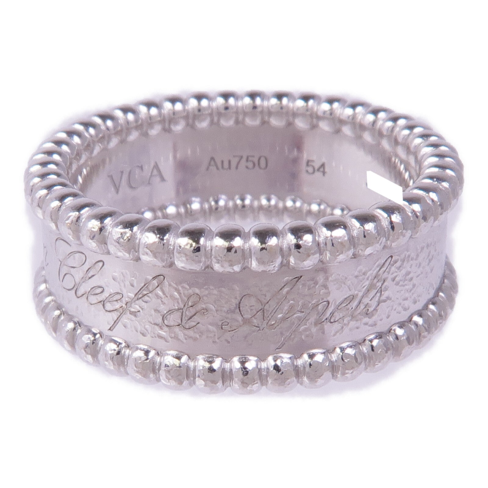 Van Cleef & Arpels 18K白金Perlée Signature Ring戒指VCA#54/US#6.75