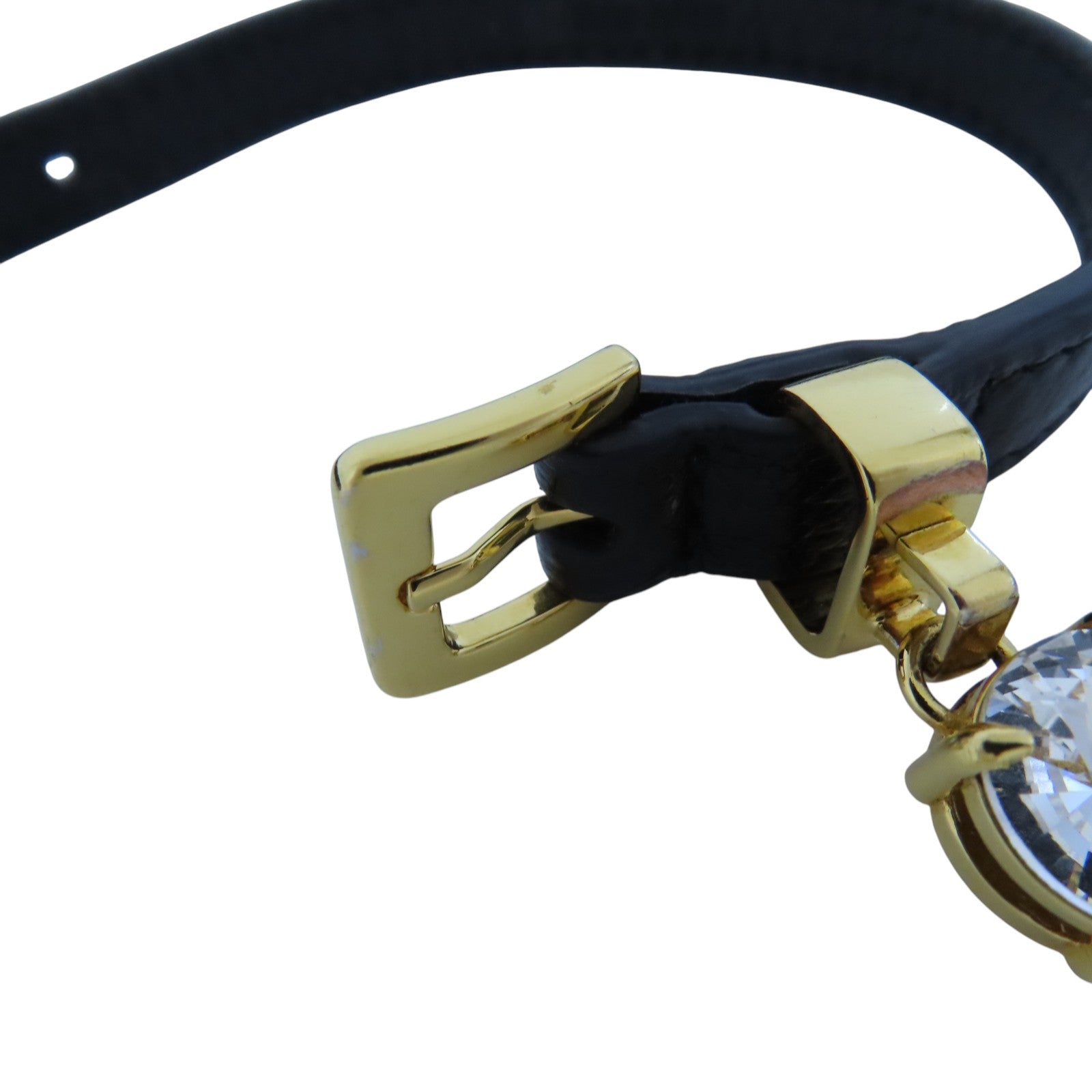 Miu Miu 牛皮皮革/水鑽Bracelet金扣手鏈