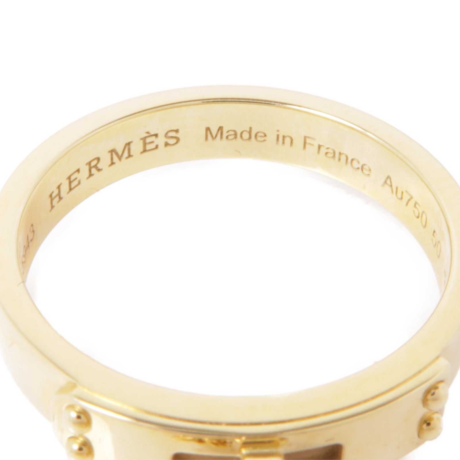 HERMES 18K黃金Bague Kelly TPM Double戒指Hermes#50/US#5.25/4.5