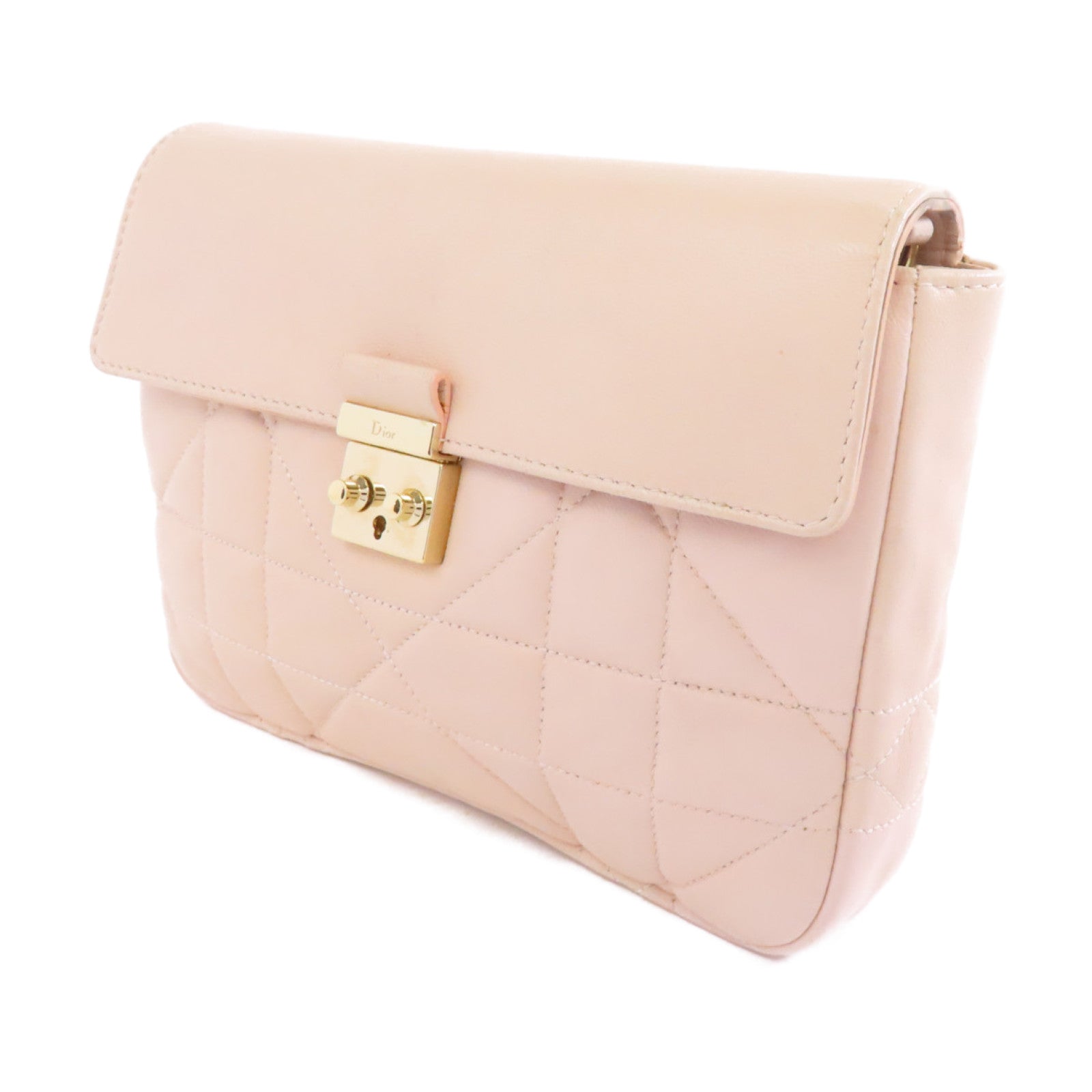 Dior 羊皮皮革Miss Dior Shoulder Bag金扣鏈手挽肩背兩用袋粉紅色