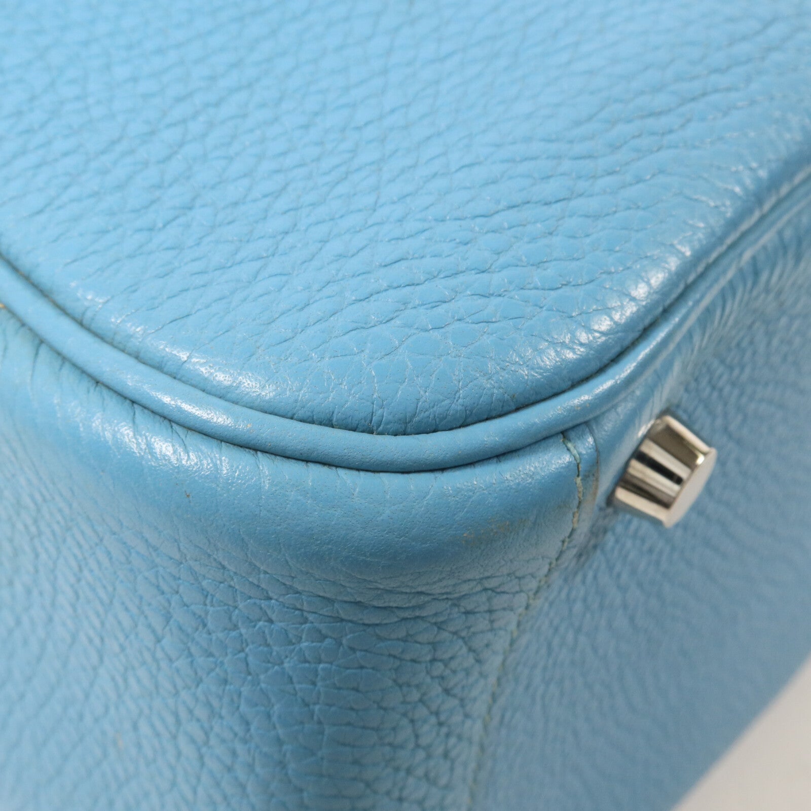 HERMES Clemence皮革Lindy 26手挽肩背兩用袋Bleu Saint Cyr