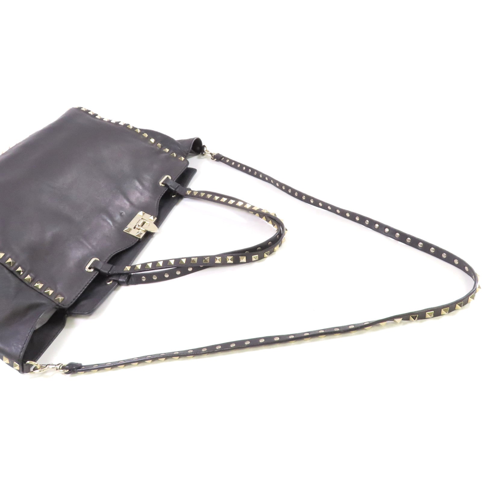 Valentino 牛皮皮革Rockstud Tote Bag金扣手挽肩背兩用袋黑色
