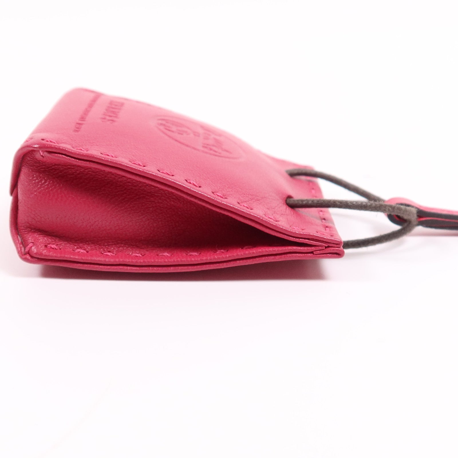 HERMES Milo皮革Paper Bag Charm掛飾Rosa Mexicano