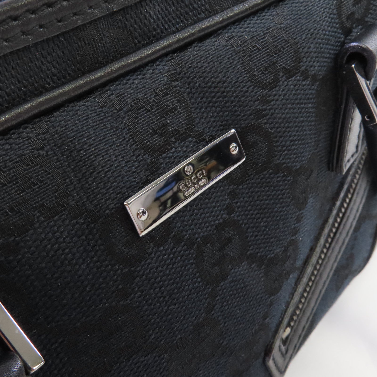 GUCCI GG帆布Bowler Handbag銀扣手挽袋黑色