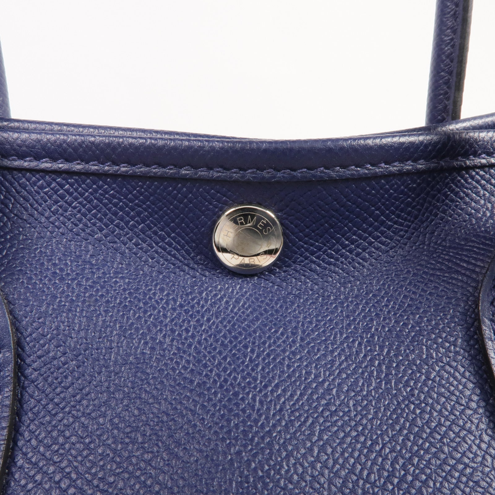 HERMES Epsom皮革Garden Party TPM銀扣手挽袋Bleu Saphir