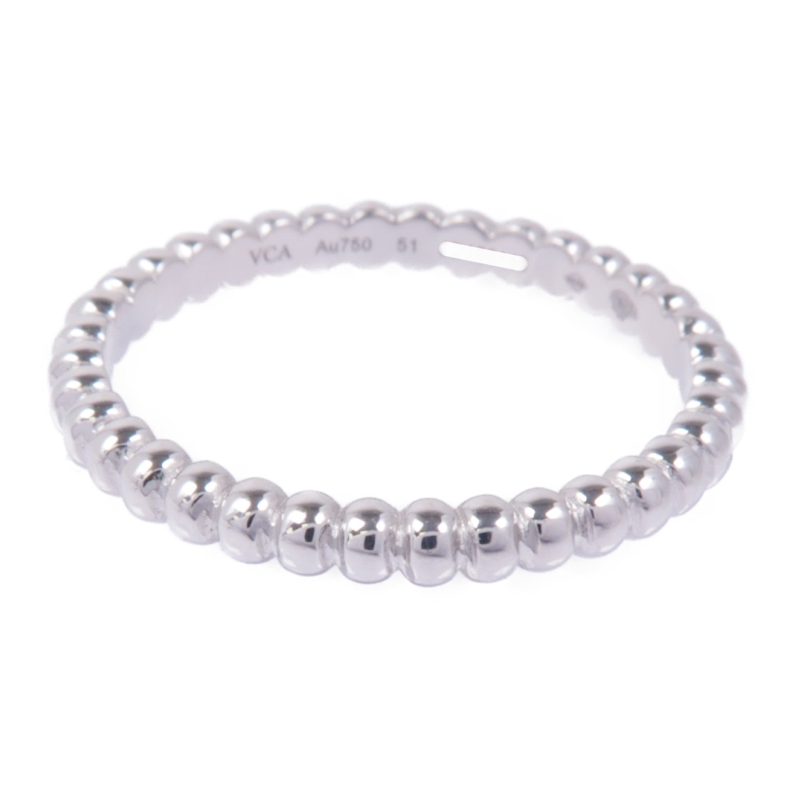 Van Cleef & Arpels 18K白金Perlee Pearls of Gold Ring戒指#51/US#5.5