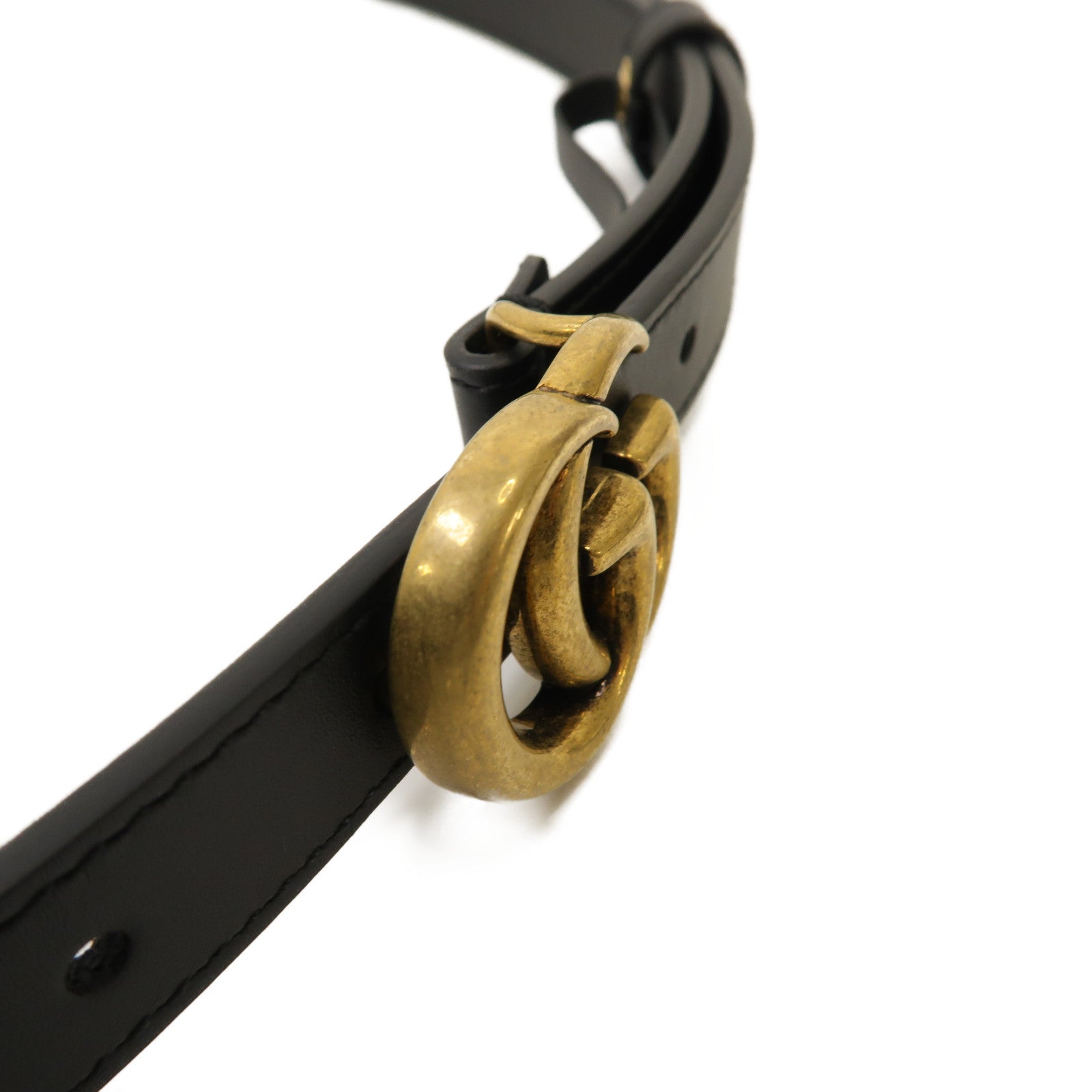 GUCCI 【激減優惠】牛皮皮革GG Marmont Thin Belt金扣皮帶黑色