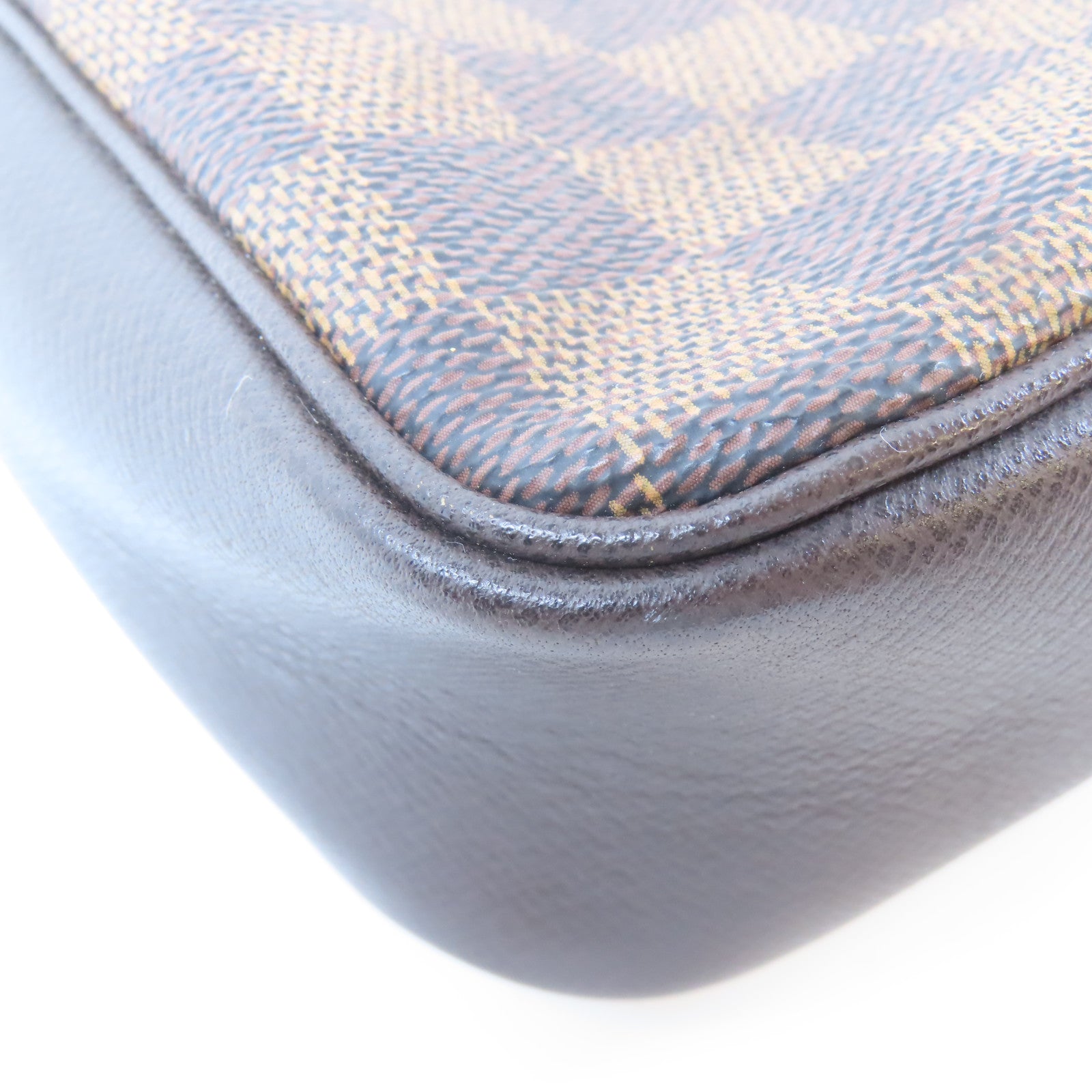 LOUIS VUITTON Damier Trousse Pochette Accessories金扣手挽袋啡色