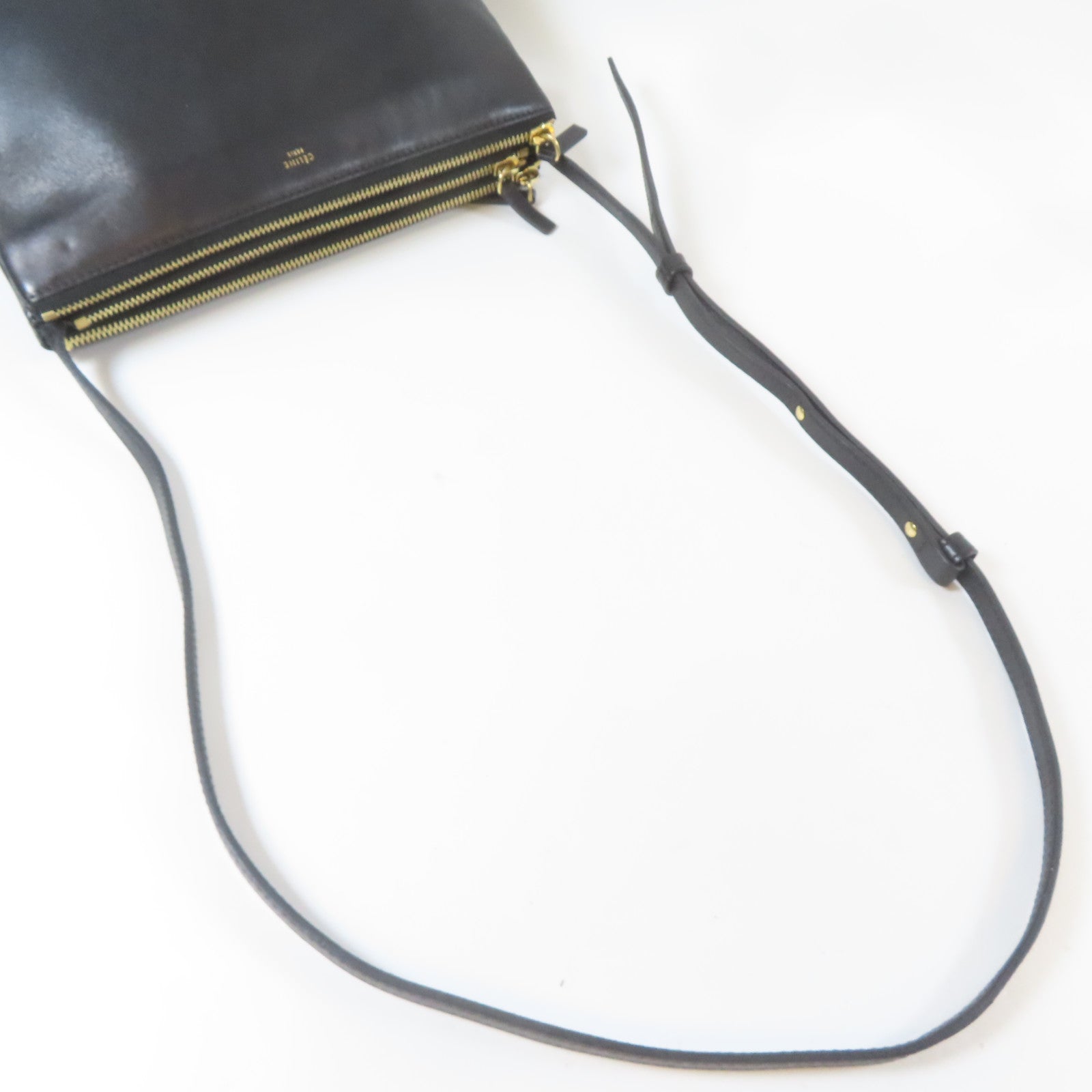 CELINE 牛皮皮革Torio金扣肩背袋黑色