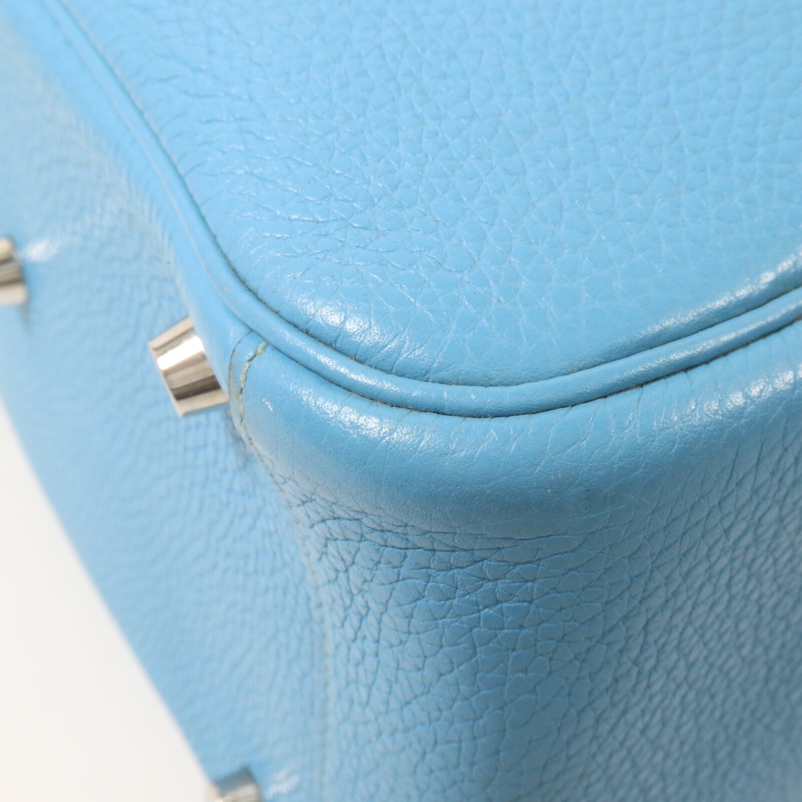 HERMES Clemence皮革Lindy 26手挽肩背兩用袋Bleu Saint Cyr