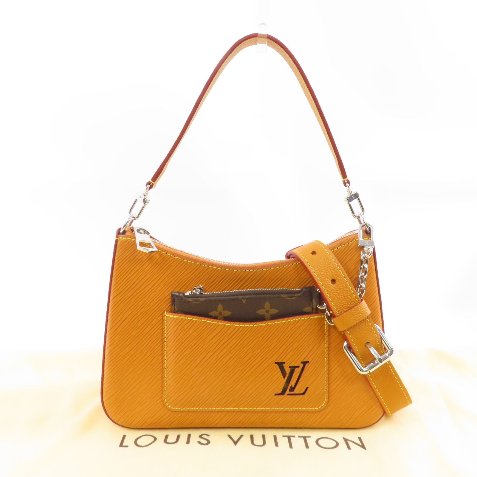 LOUIS VUITTON Epi Marelle金扣手挽肩背兩用袋棕色