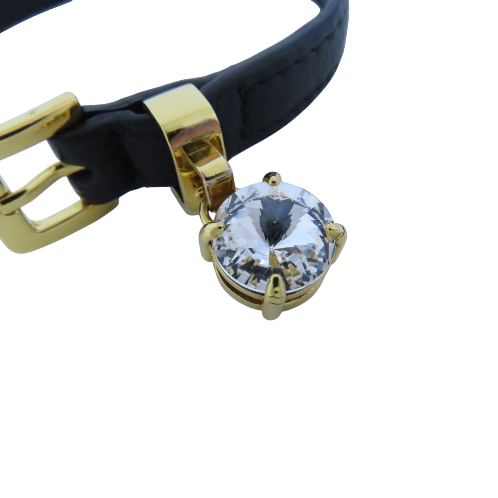 Miu Miu 牛皮皮革/水鑽Bracelet金扣手鏈