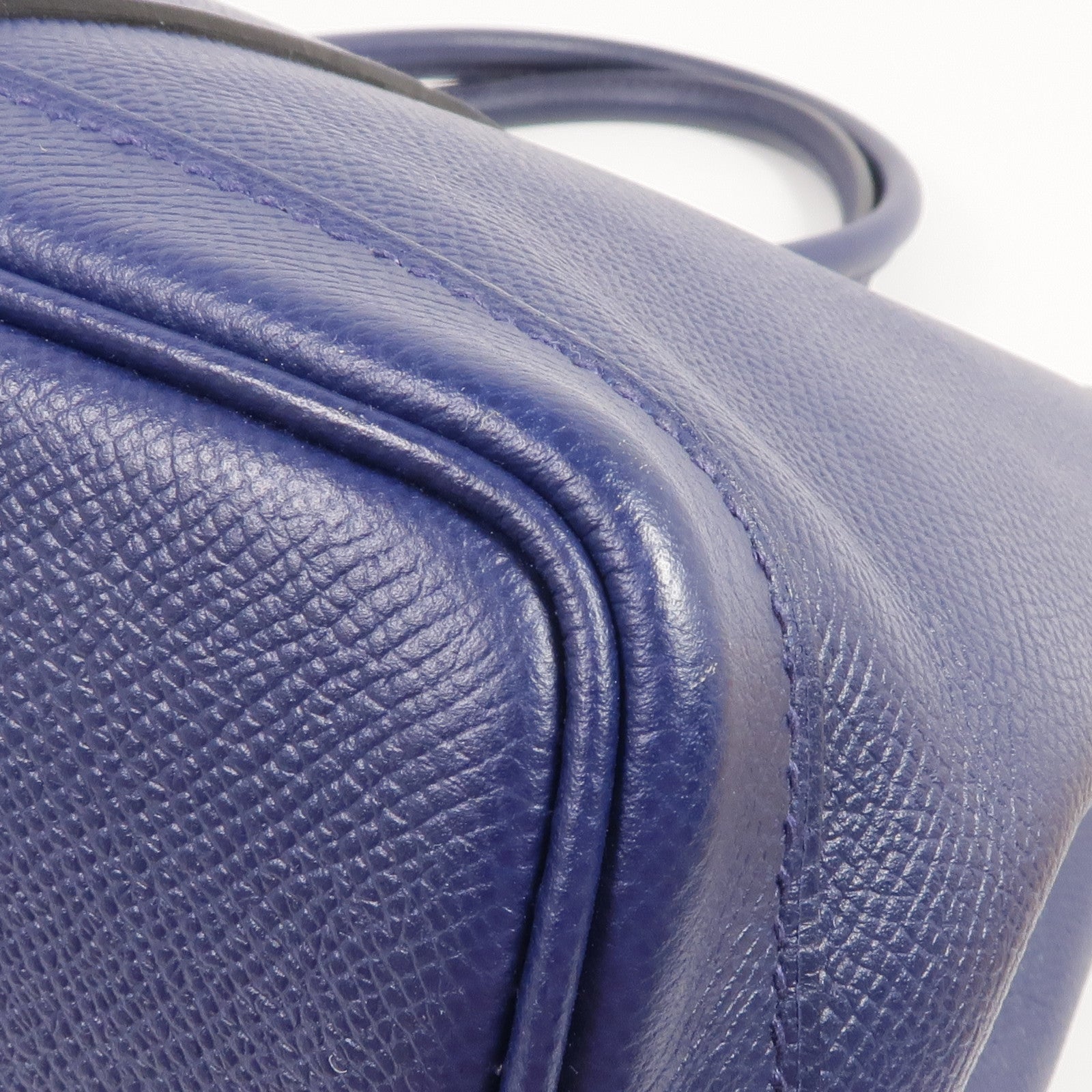 HERMES Epsom皮革Garden Party TPM銀扣手挽袋Bleu Saphir