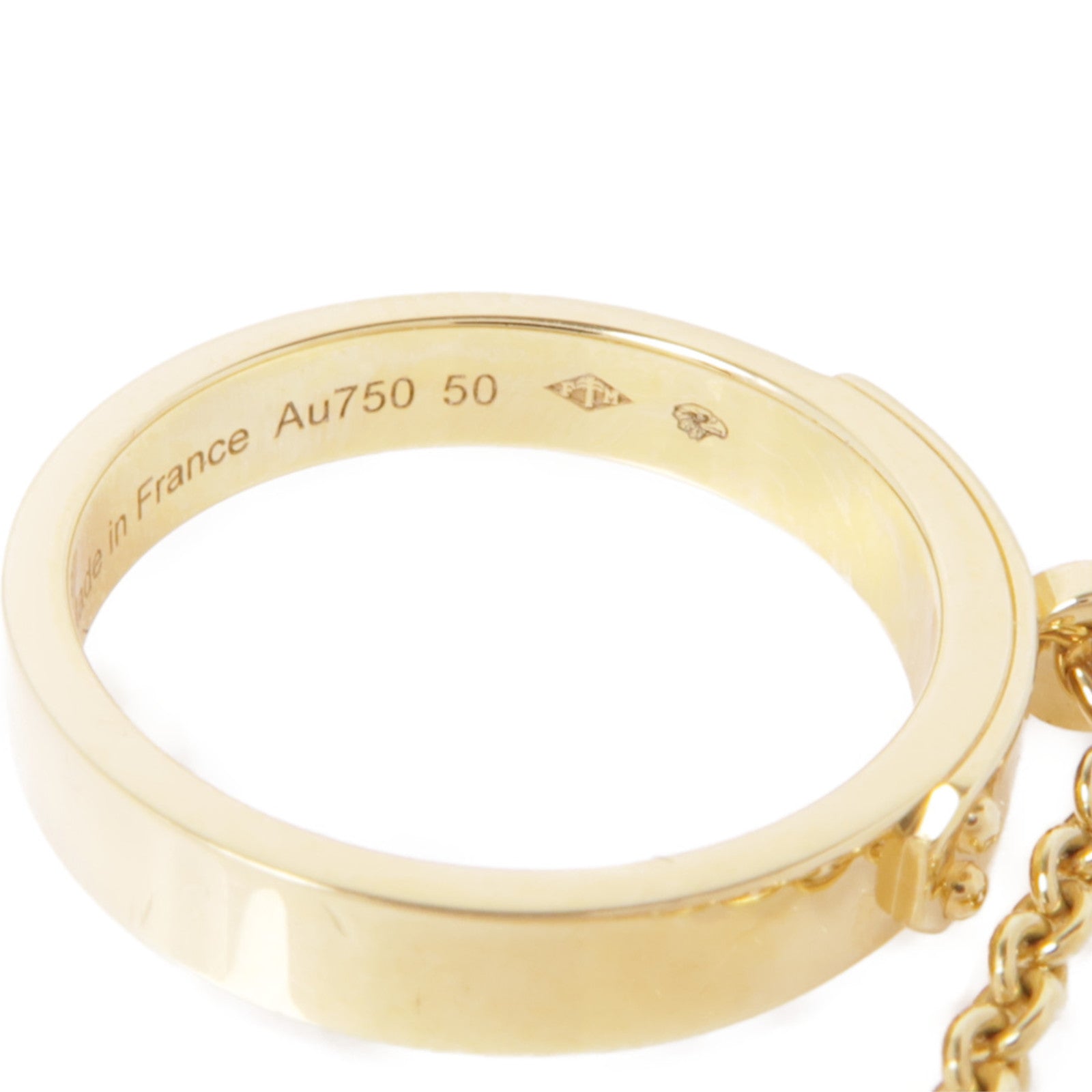 HERMES 18K黃金Bague Kelly TPM Double戒指Hermes#50/US#5.25/4.5