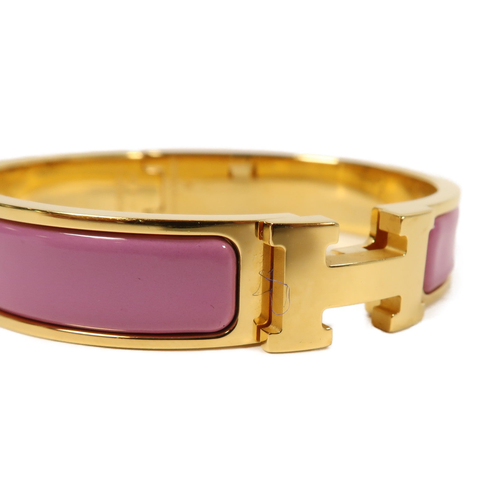 HERMES 金屬Clic H金扣手鐲粉紅色