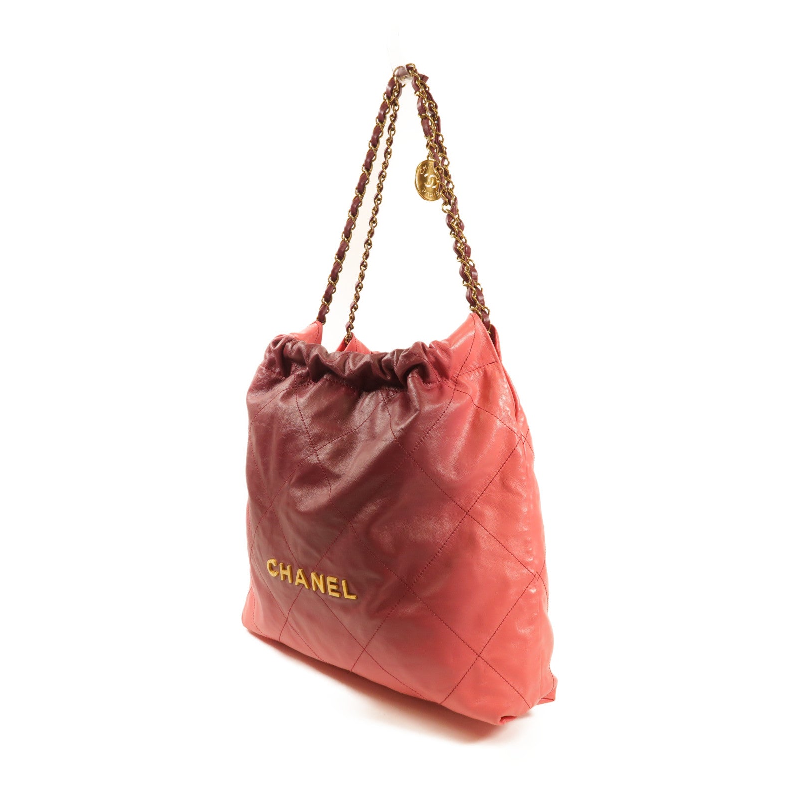 CHANEL 羊皮皮革Chanel 22金扣肩背袋