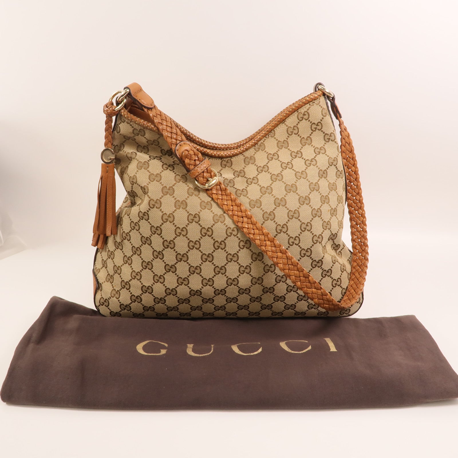 GUCCI 帆布Marrkech GG Hobo金扣肩背袋