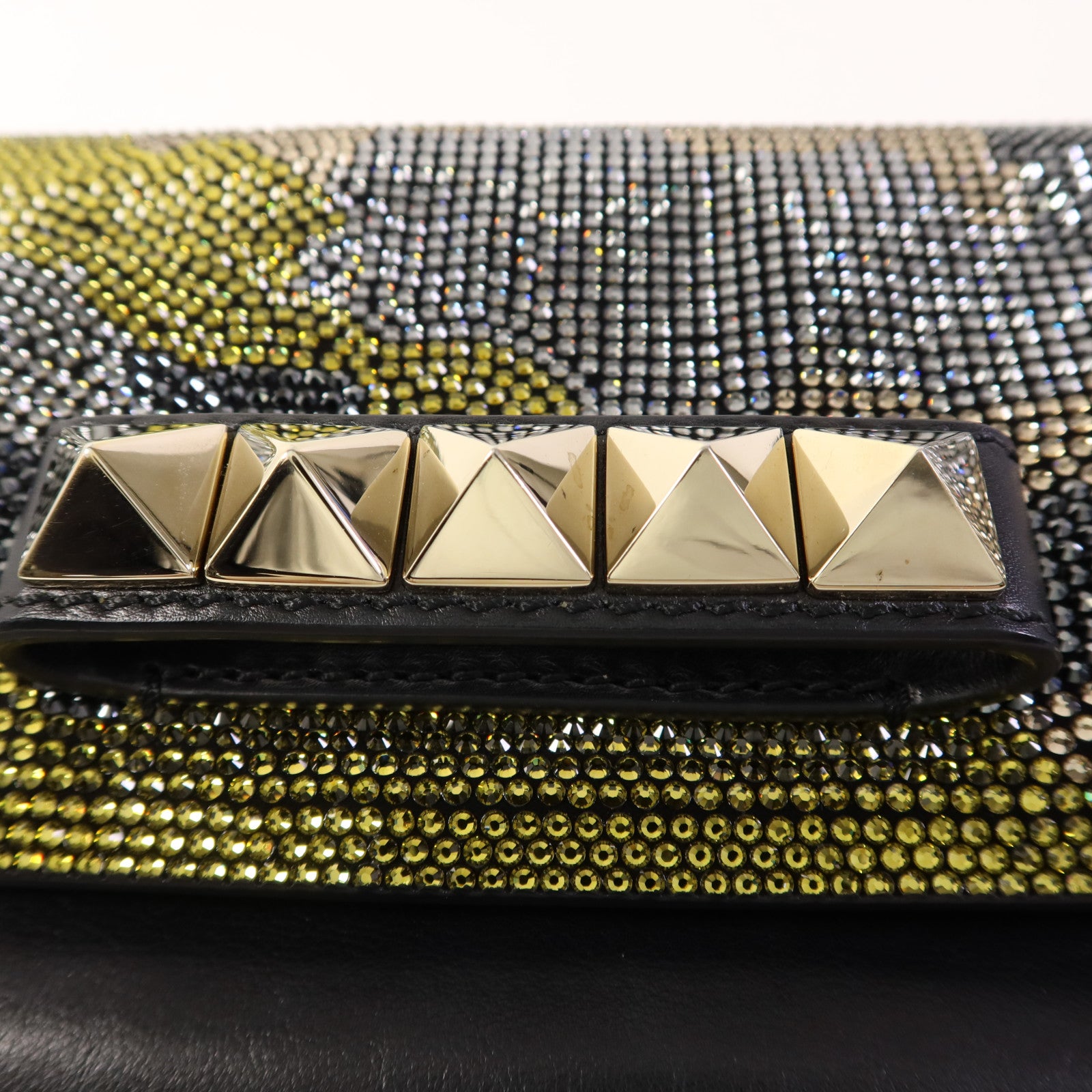 Valentino 牛皮皮革/水晶Shoulder Bag金扣鏈帶肩背袋