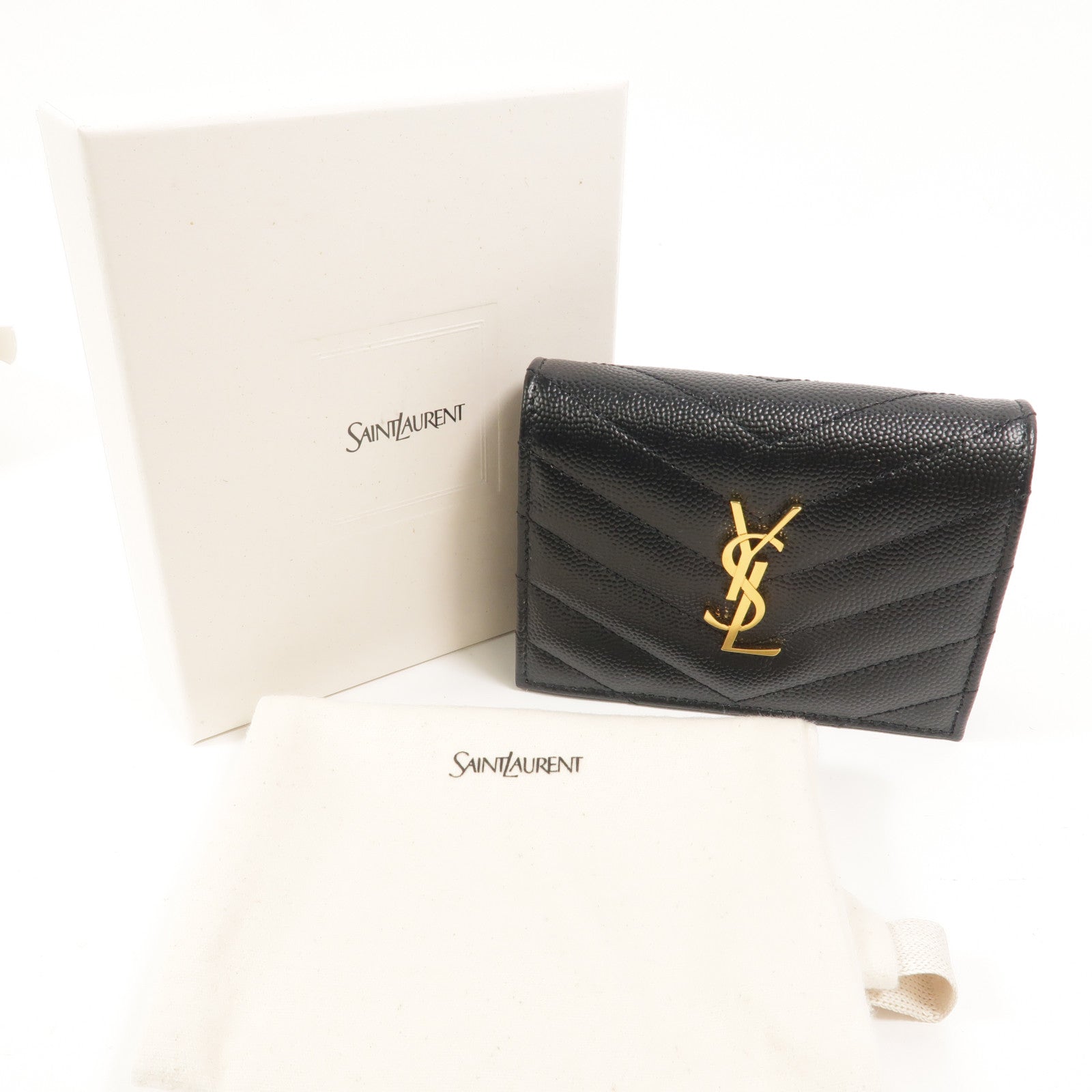 SAINT LAURENT 牛皮皮革Cassandre Matelasse Flap Card Case錢包