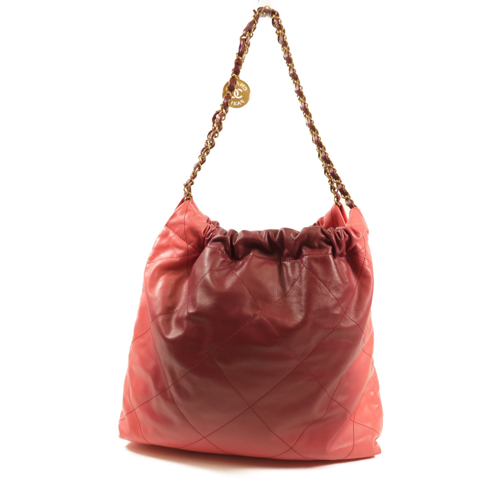 CHANEL 羊皮皮革Chanel 22金扣肩背袋