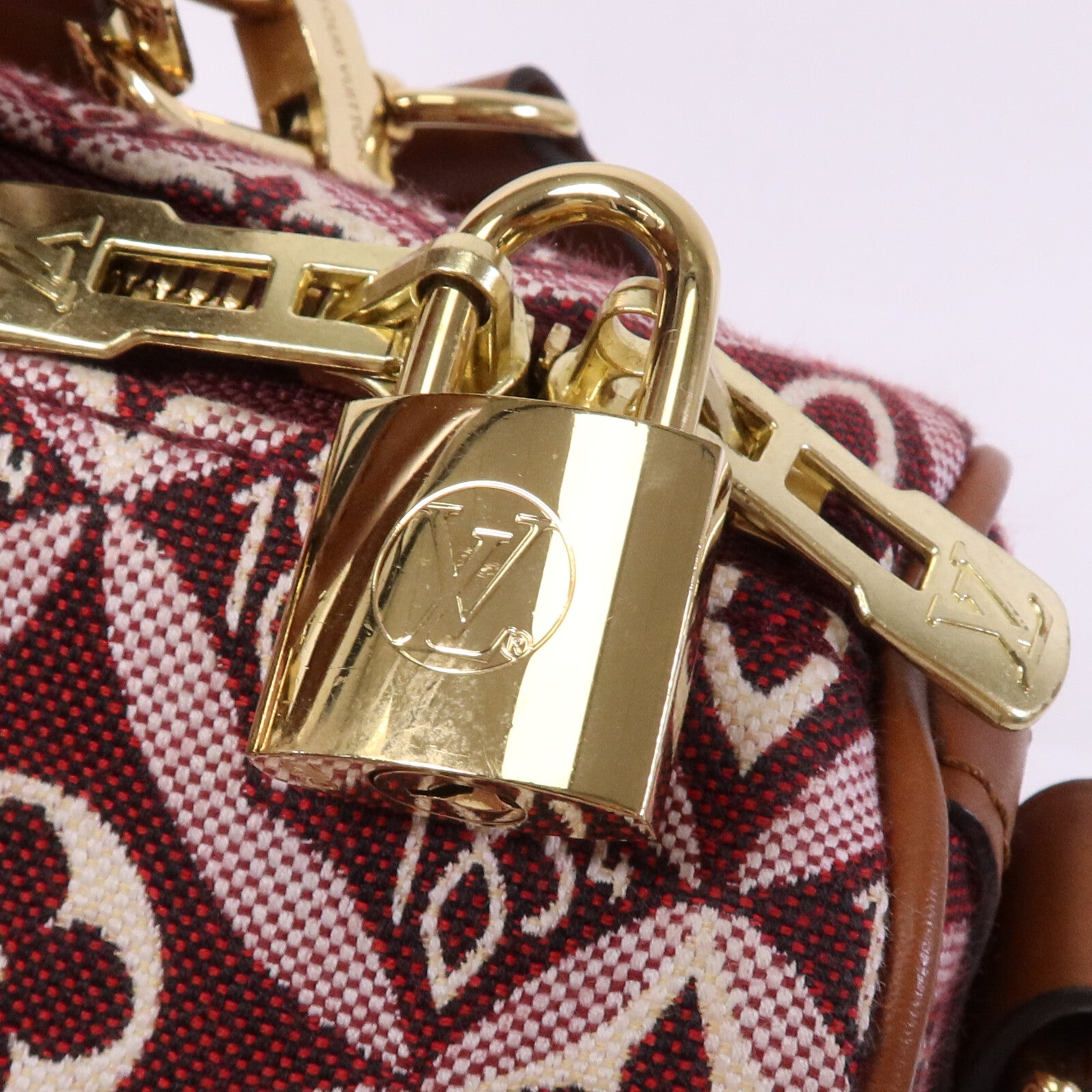LOUIS VUITTON Jacquard Since 1854 Speedy Bandouliere 25金扣手挽肩背兩用袋