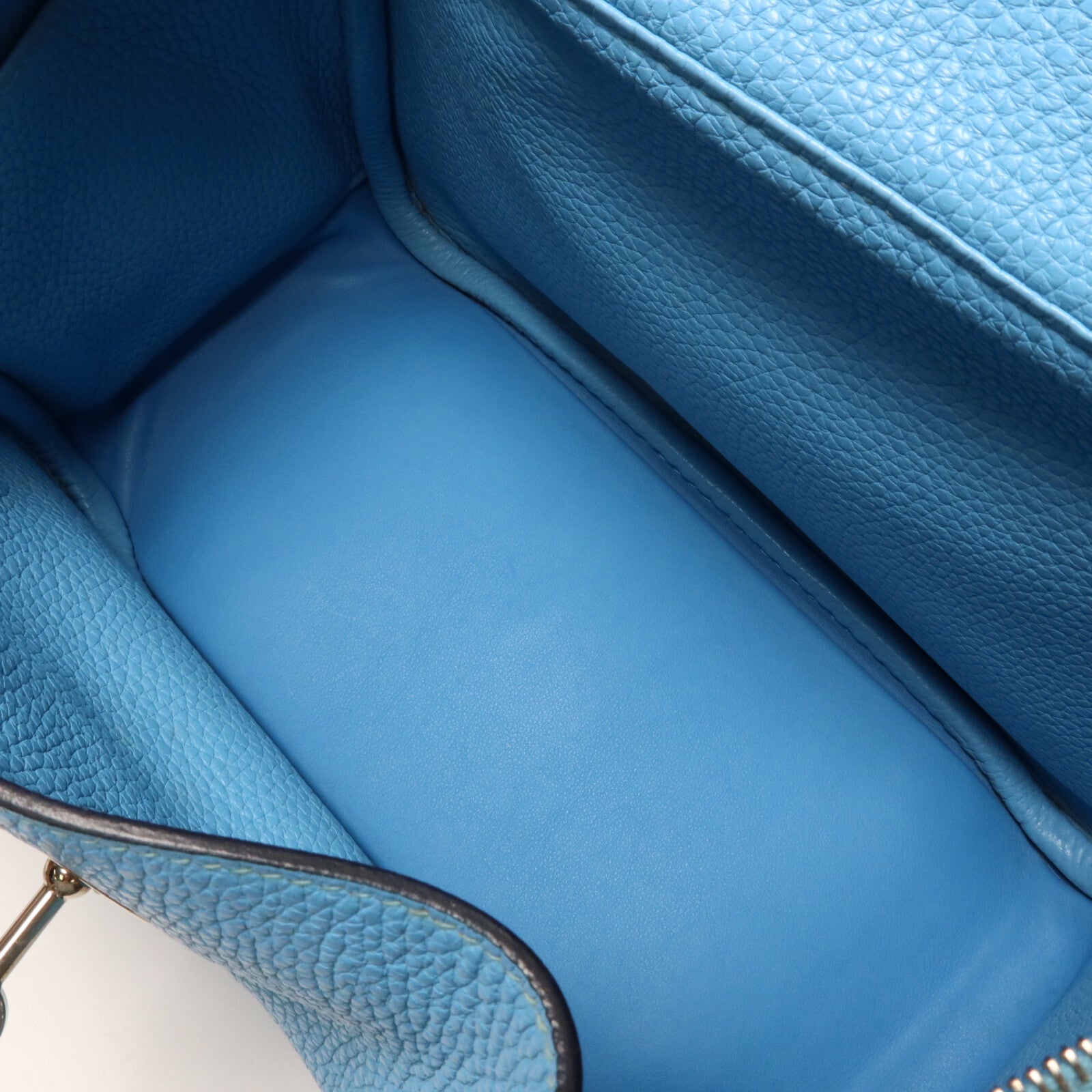 HERMES Clemence皮革Lindy 26手挽肩背兩用袋Bleu Saint Cyr