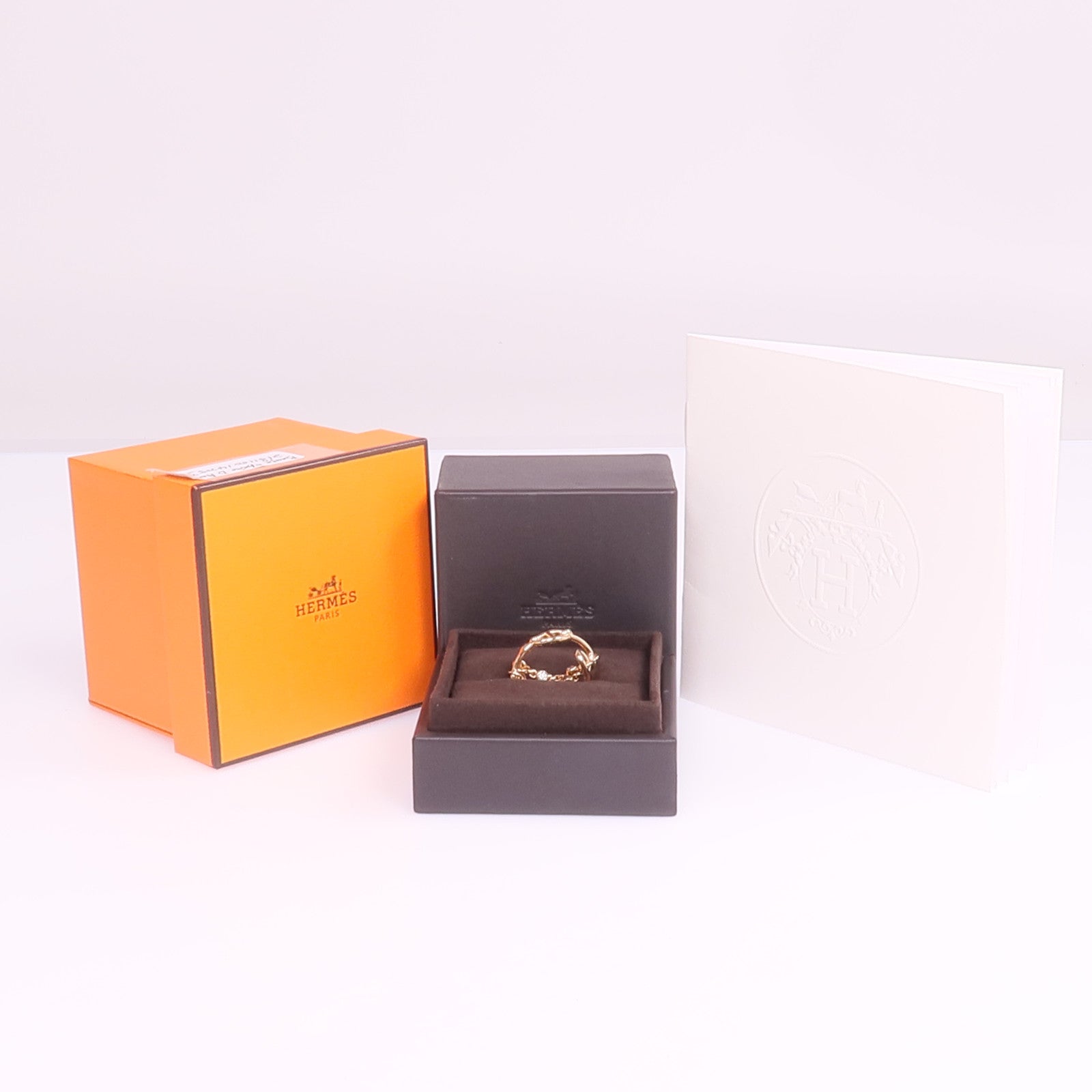 HERMES 18K玫瑰金Bague Chaine D'Ancre Chaos Medium Model鑽石戒指Hermes#55/US#6.25
