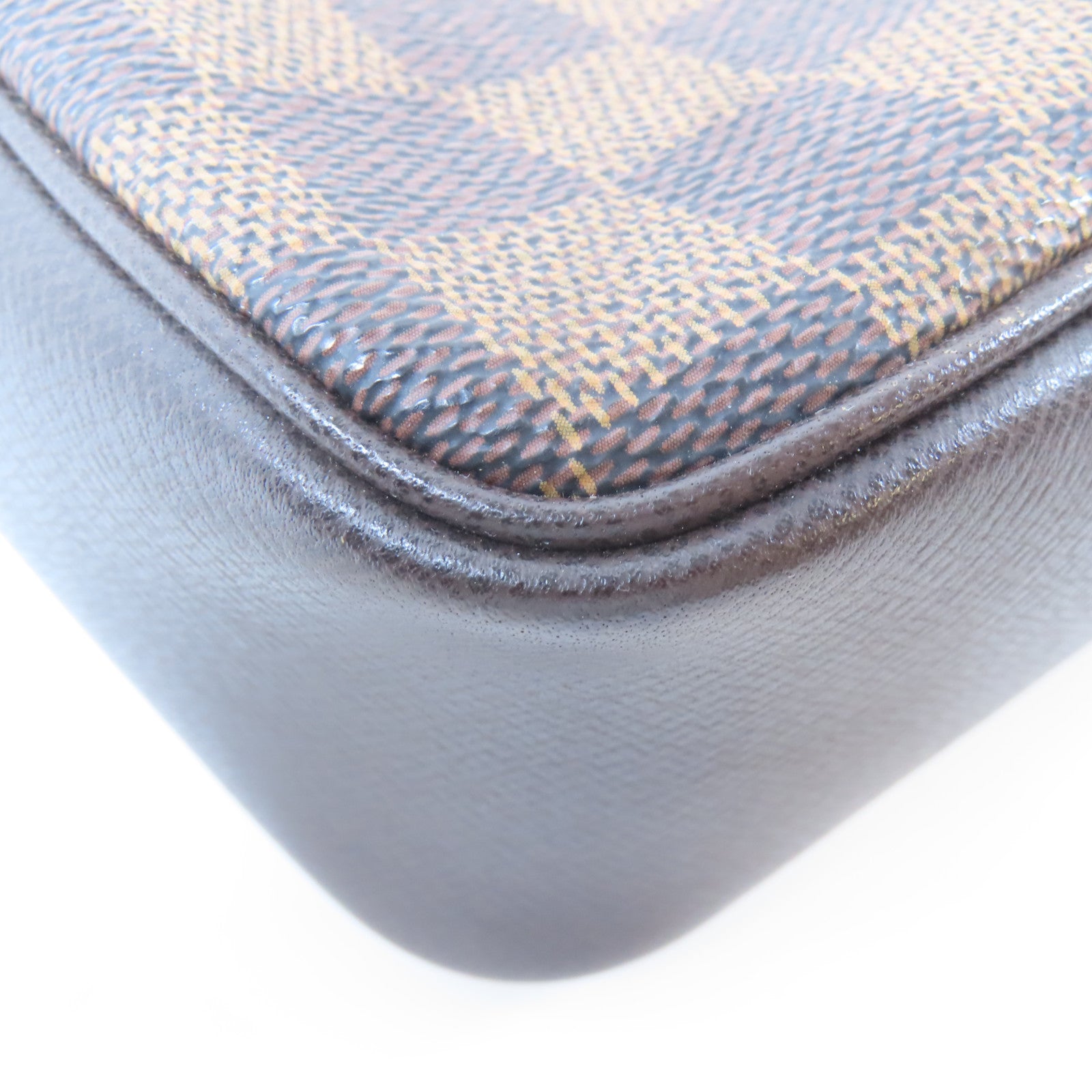 LOUIS VUITTON Damier Trousse Pochette Accessories金扣手挽袋啡色