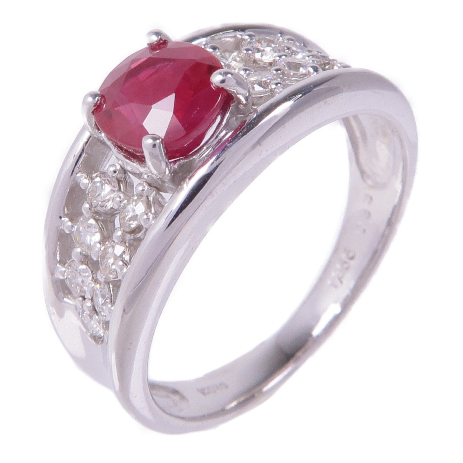 JEWELRY 18K白金Ruby Diamond Ring紅寶石/鑽石戒指US#6.25
