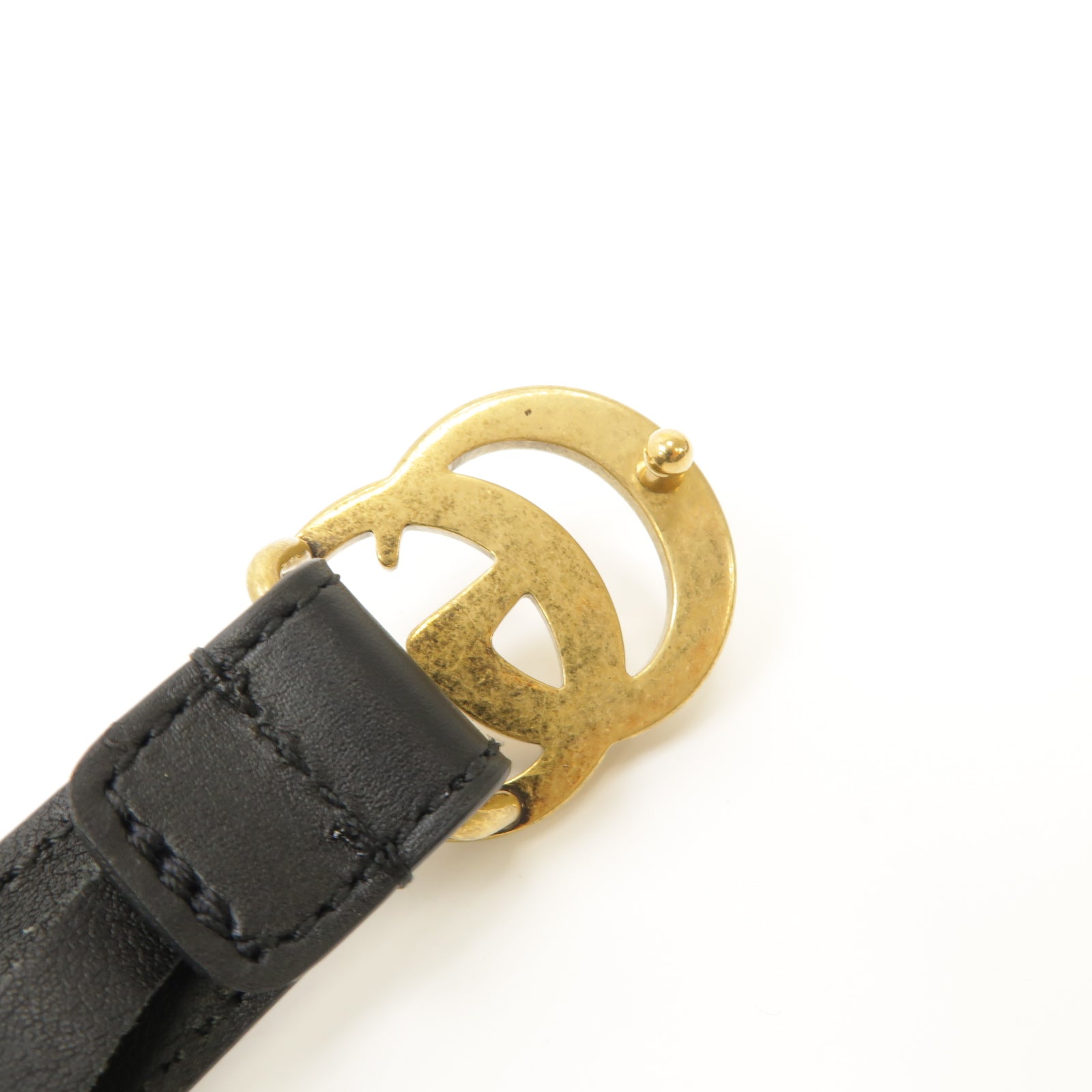 GUCCI 【激減優惠】牛皮皮革GG Marmont Thin Belt金扣皮帶黑色