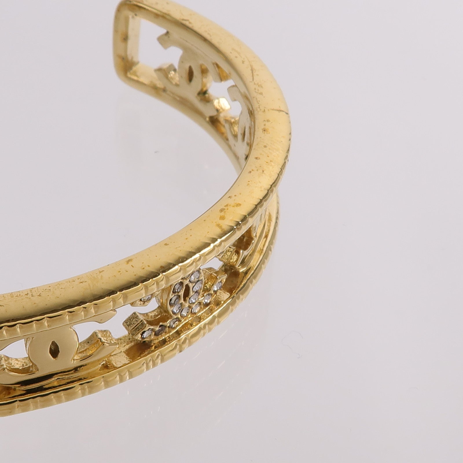 CHANEL 金屬Crystal CC Cuff Bracelet手鐲