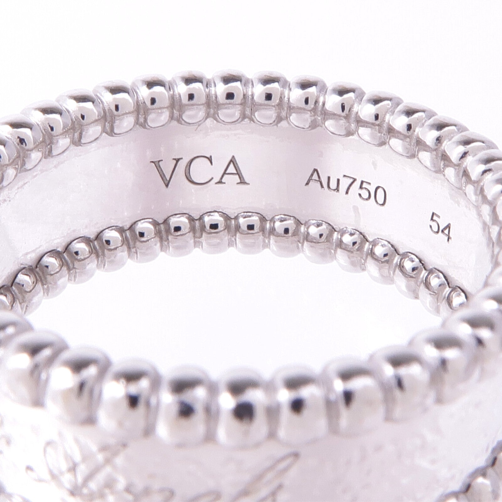 Van Cleef & Arpels 18K白金Perlée Signature Ring戒指VCA#54/US#6.75