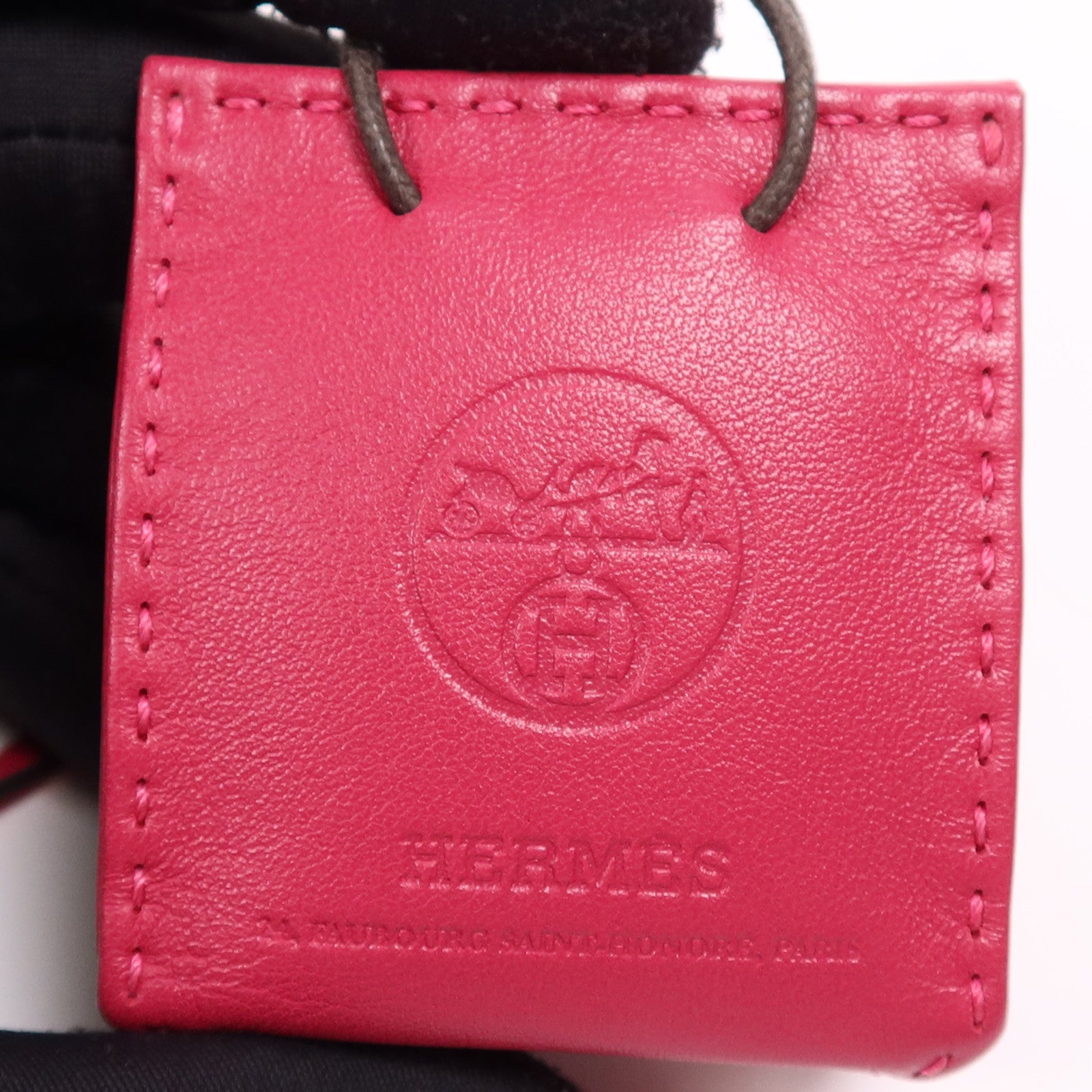 HERMES Milo皮革Paper Bag Charm掛飾Rosa Mexicano