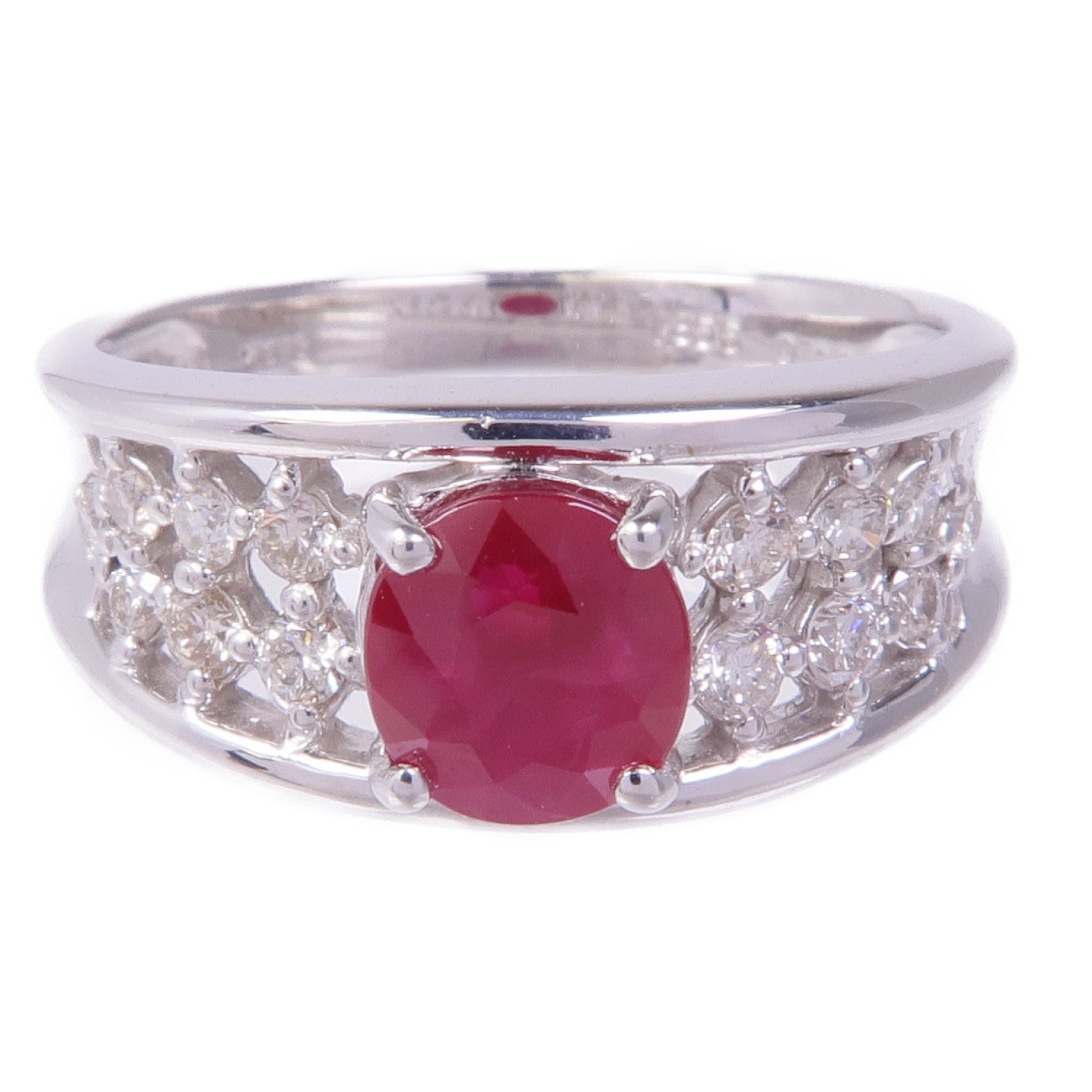 JEWELRY 【激減優惠】18K白金Ruby Diamond Ring紅寶石/鑽石戒指US#6.25