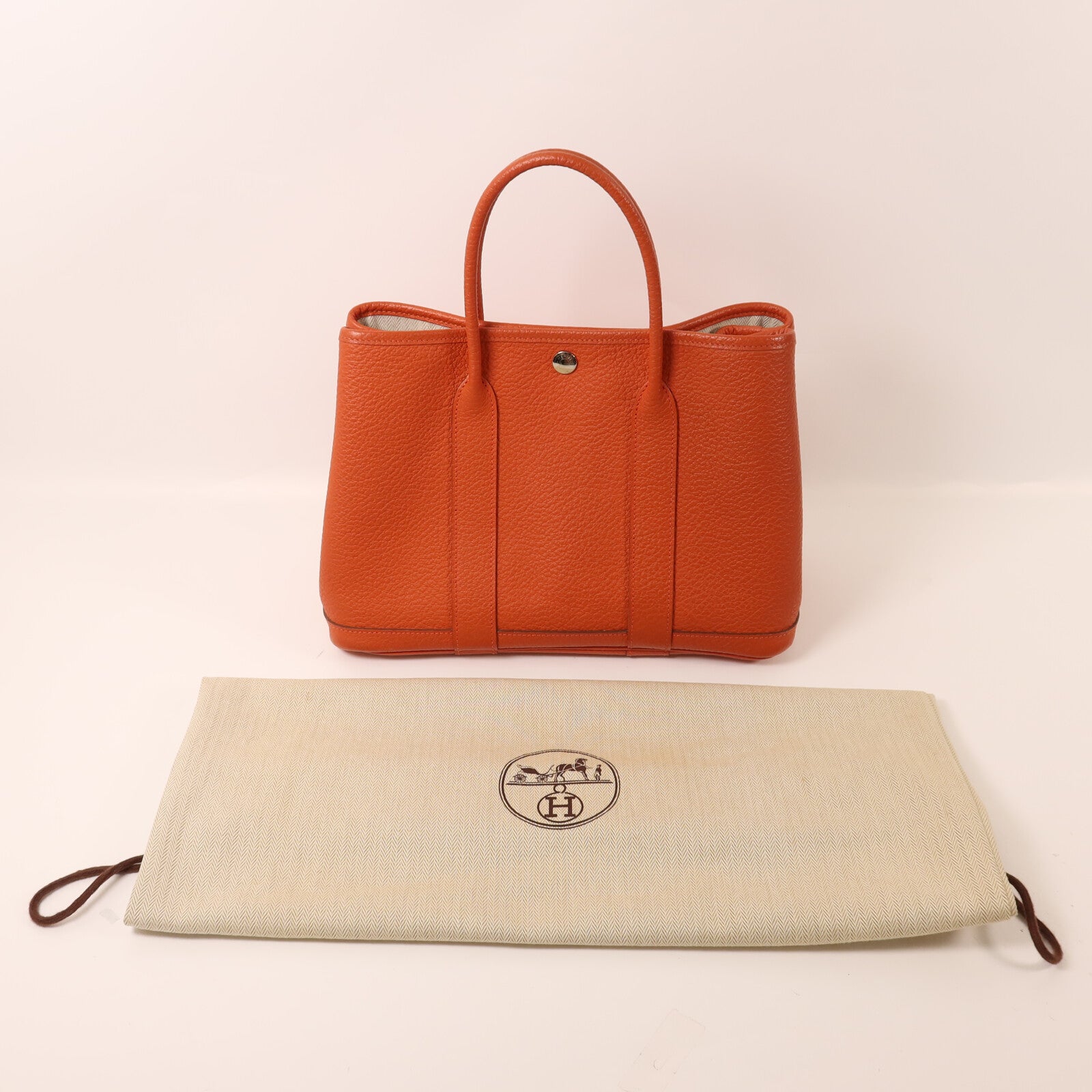 HERMES Negonda皮革Garden Party TPM銀扣手挽袋Capucine