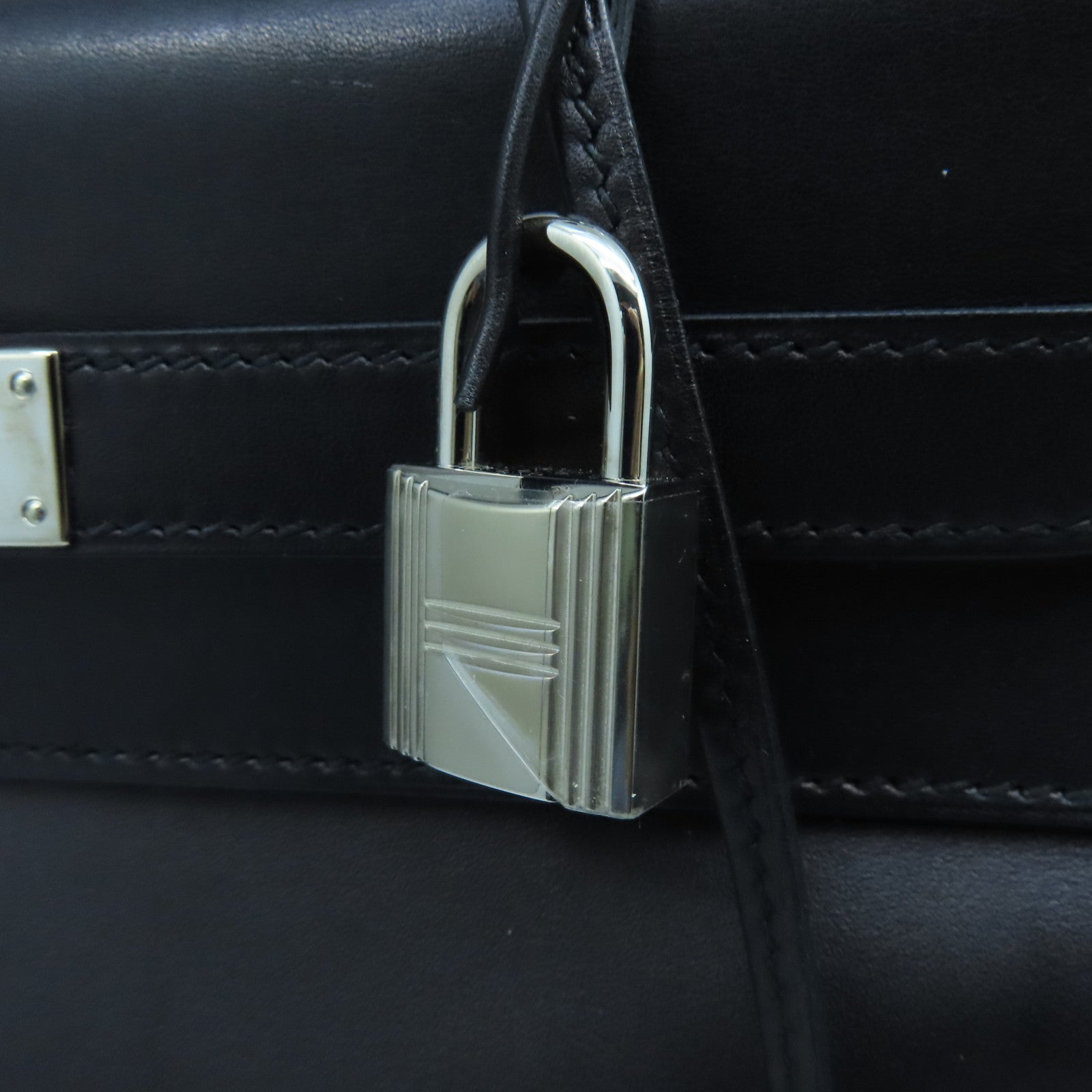 HERMES Swift皮革Kelly 32銀扣手挽肩背兩用袋黑色