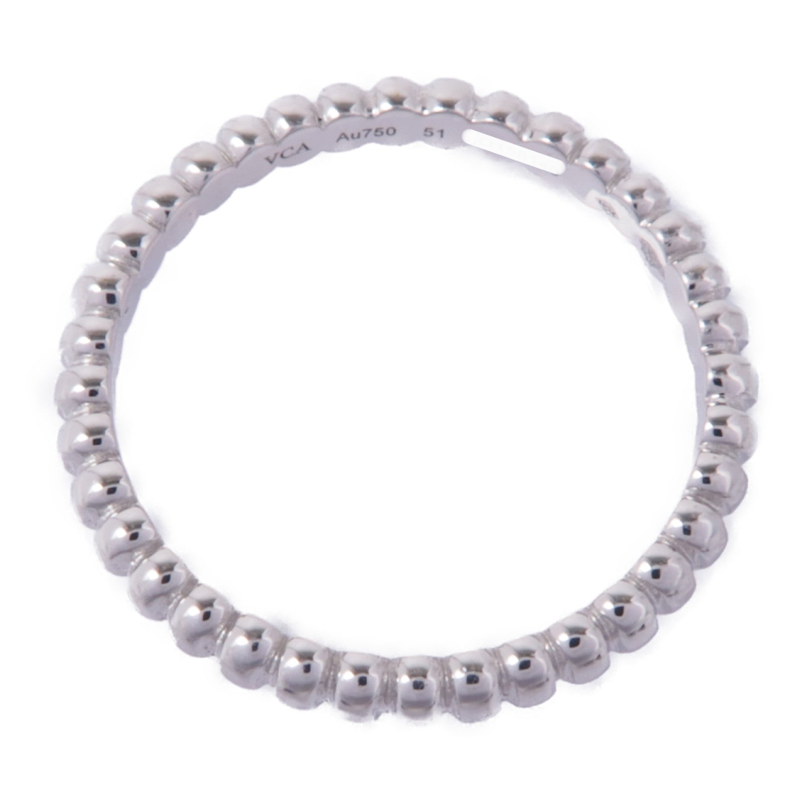 Van Cleef & Arpels 18K白金Perlee Pearls of Gold Ring戒指#51/US#5.5