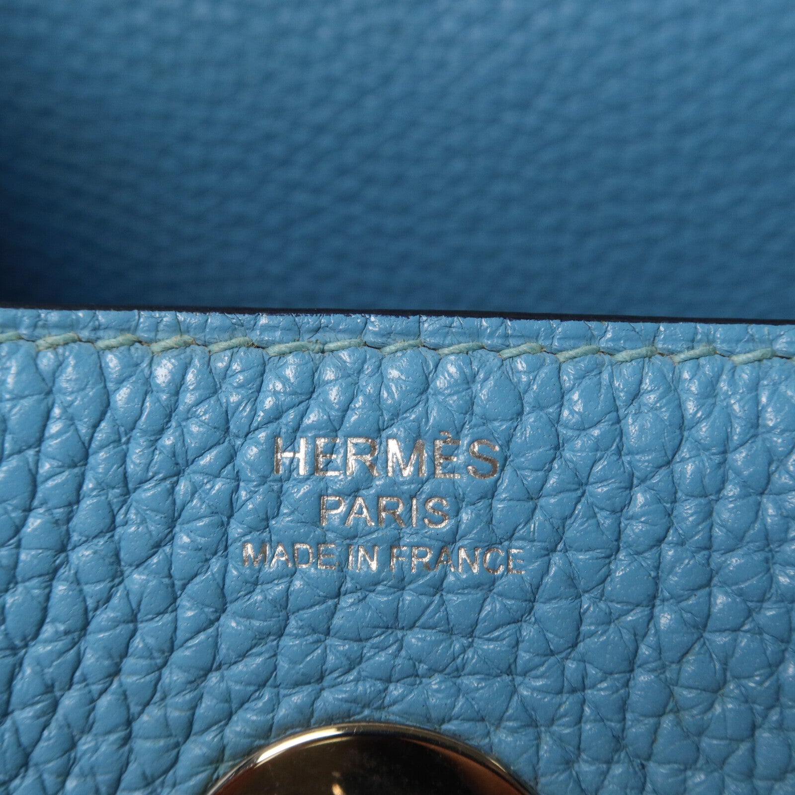HERMES Clemence皮革Lindy 26手挽肩背兩用袋Bleu Saint Cyr