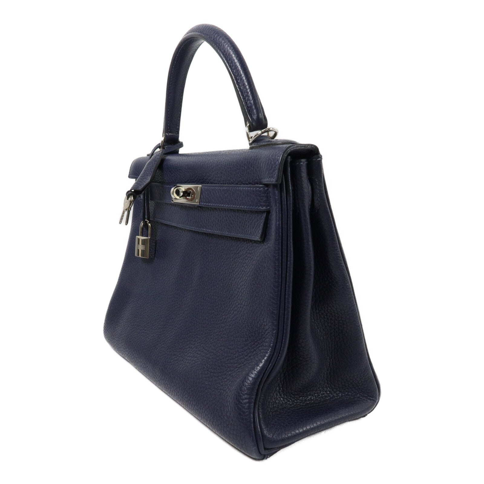 HERMES Clemence皮革Kelly 28手挽肩背兩用袋Blue Nuit