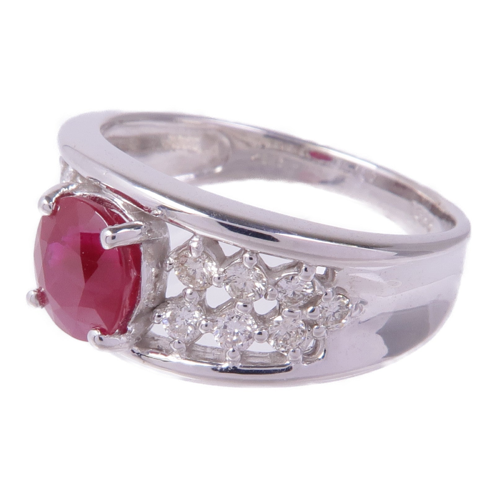 JEWELRY 18K白金Ruby Diamond Ring紅寶石/鑽石戒指US#6.25