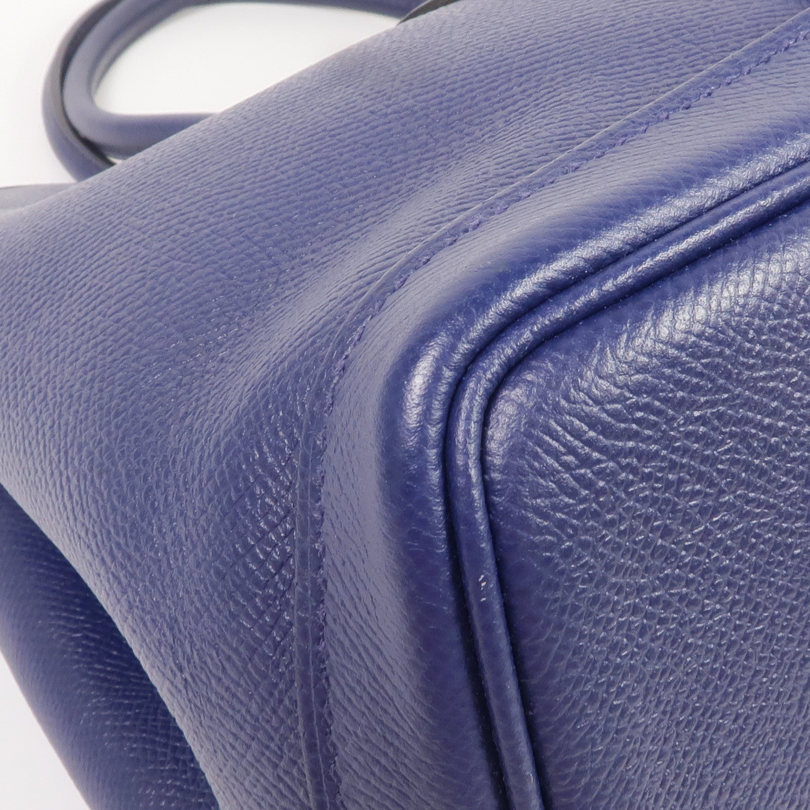 HERMES Epsom皮革Garden Party TPM銀扣手挽袋Bleu Saphir