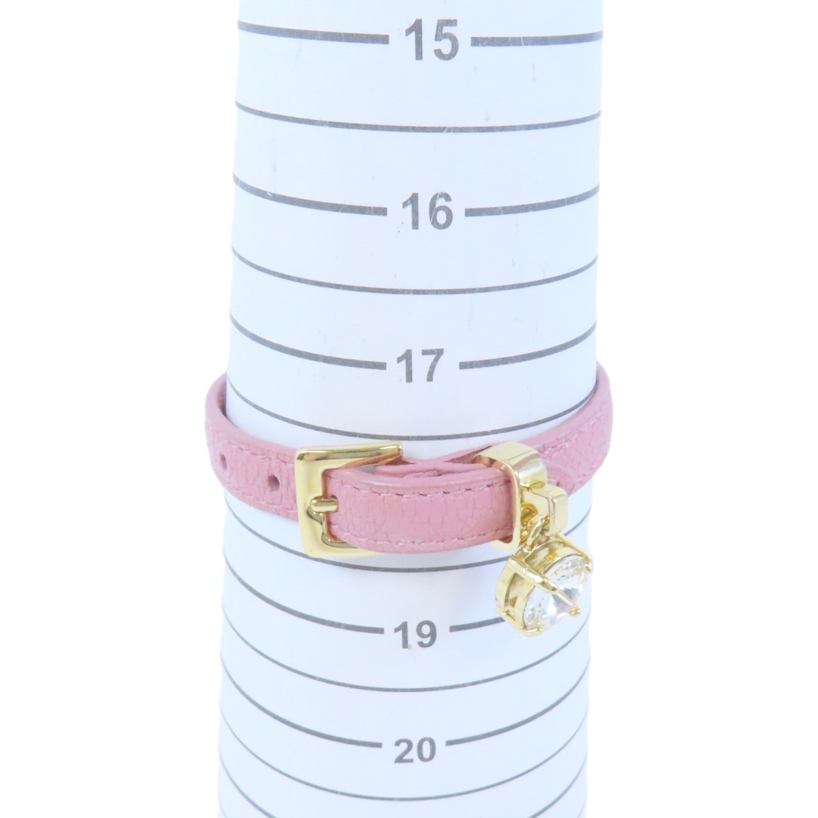 Miu Miu GHW Bracelet Leather Belt Metal Rhinestone Pink