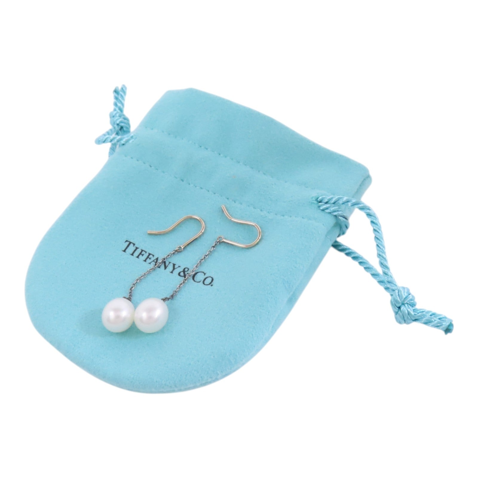 TIFFANY＆CO 925純銀Pearl Drop Earring珍珠耳環